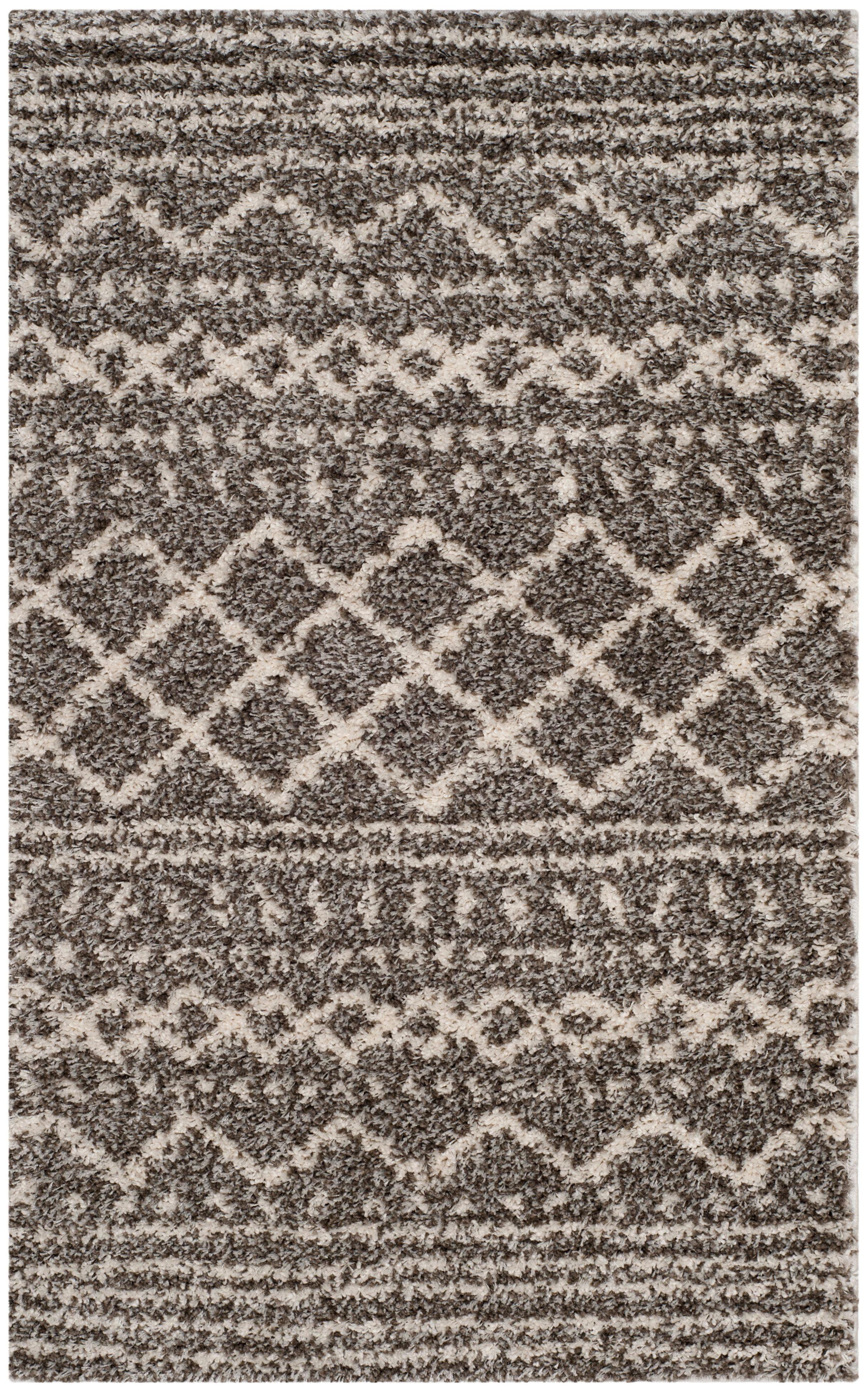 Luxurious Brown Ivory Hand-Knotted Shag Area Rug 3' x 5'