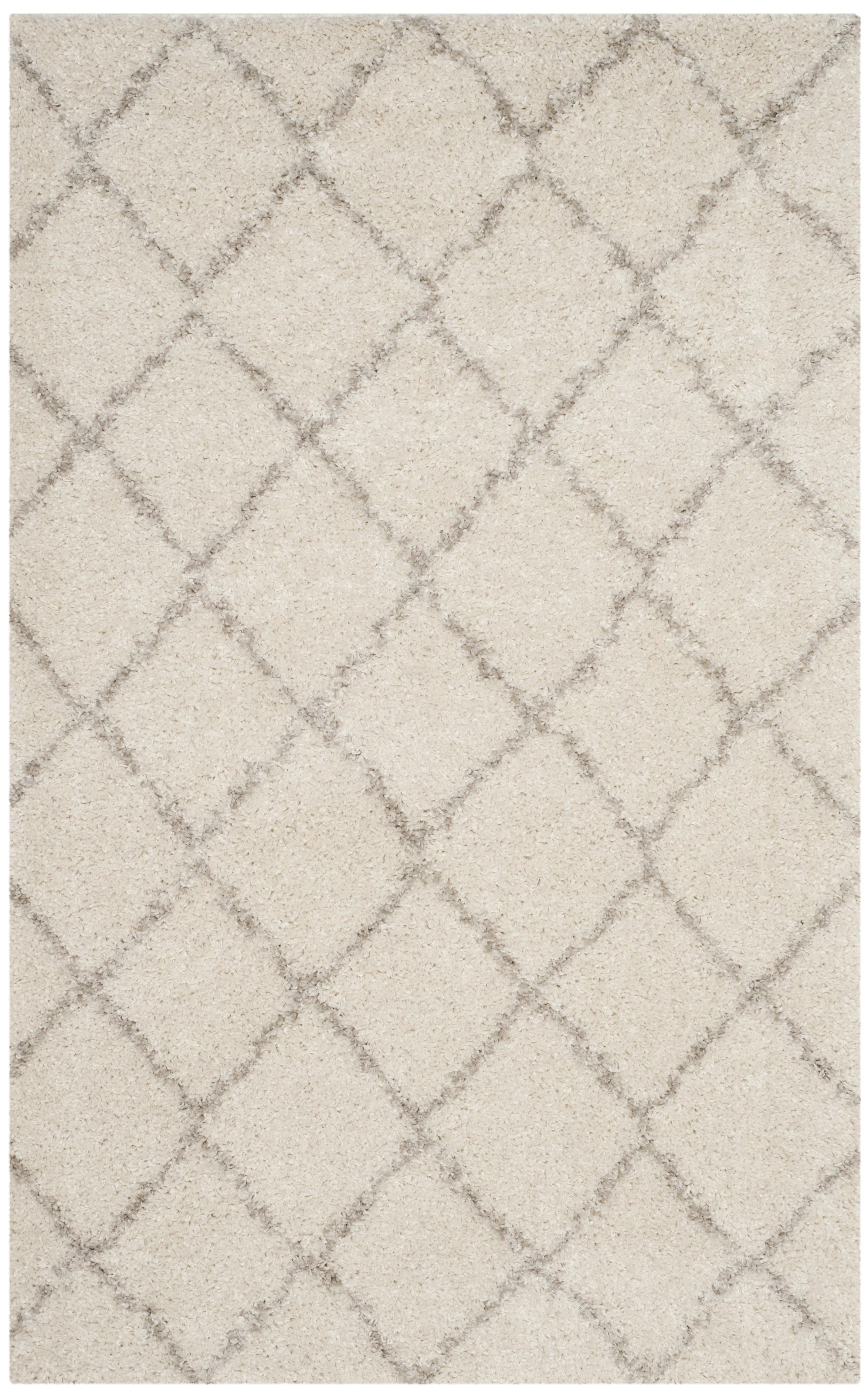 SAFAVIEH Arizona Wayra Geometric Shag Area Rug, Ivory/Beige, 2'3" x 4'