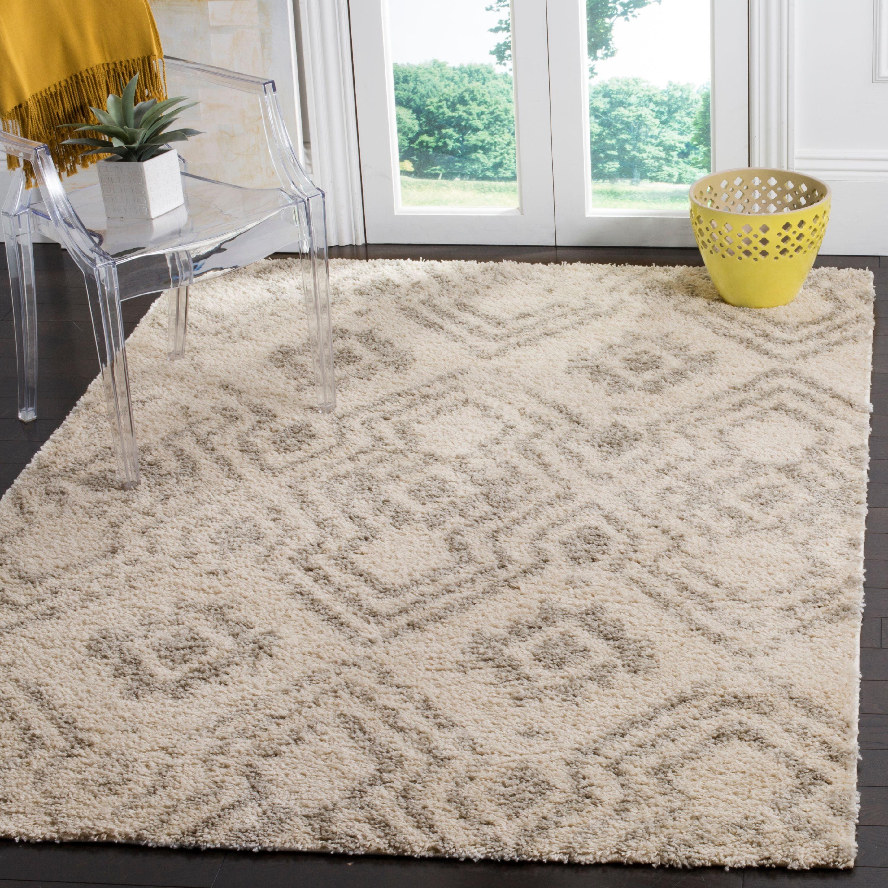 Luxurious Ivory Shag Rug with Easy Care Synthetic Fibers, 54x16 in