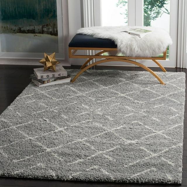 Arizona Shag ASG743 Power Loomed Indoor Area Rug - Grey/Ivory - 4'x6' - Safavieh