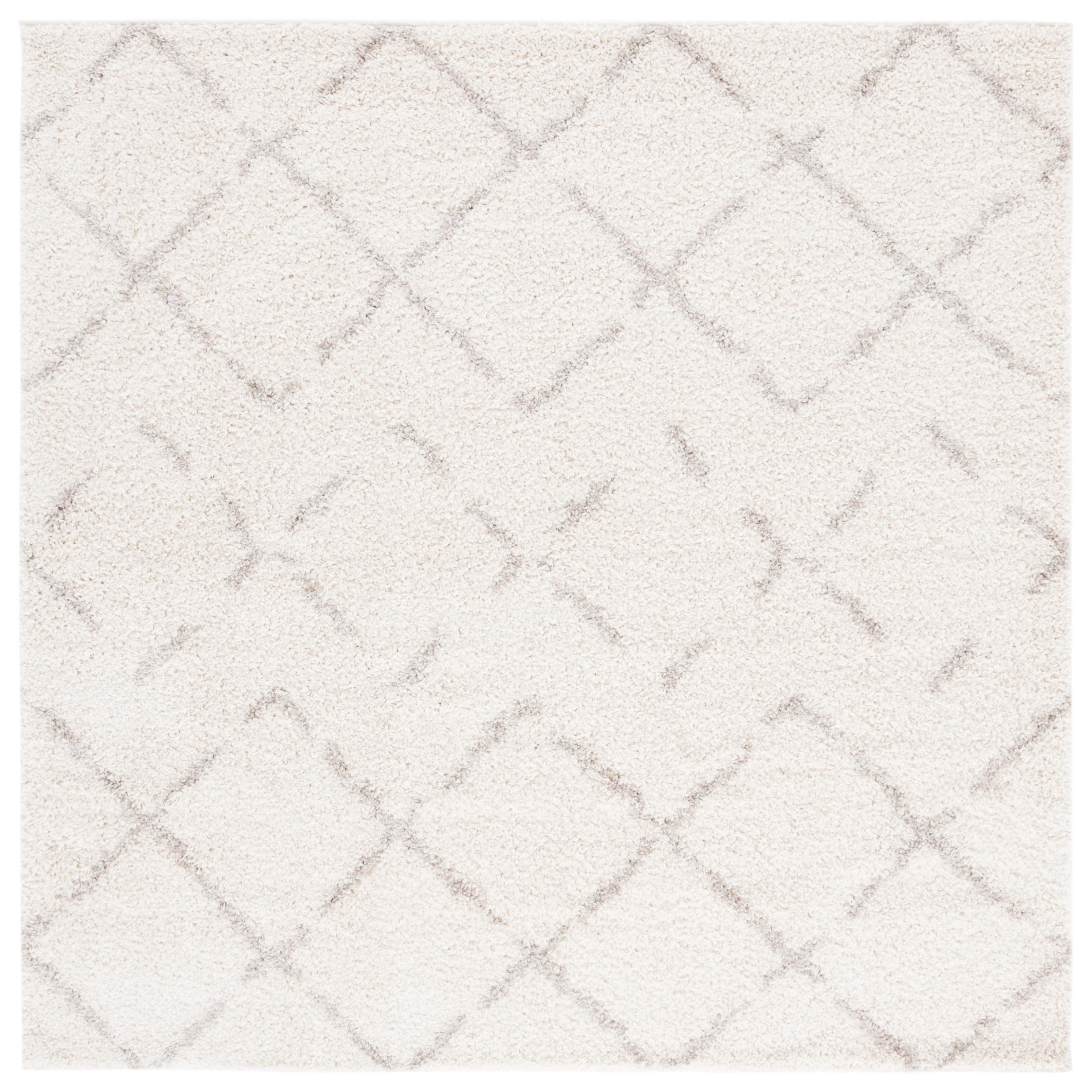 SAFAVIEH Arizona Zarif Geometric Shag Area Rug, Ivory/Beige, 11' x 11' Square