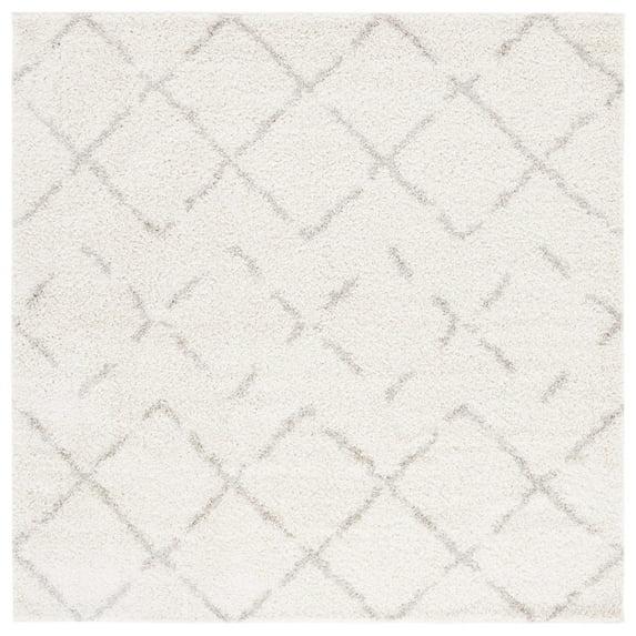 SAFAVIEH Arizona Zarif Geometric Shag Area Rug, Ivory/Beige, 11' x 11' Square