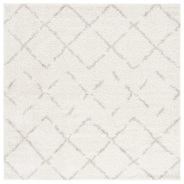 SAFAVIEH Arizona Zarif Geometric Shag Area Rug, Ivory/Beige, 11' x 11' Square