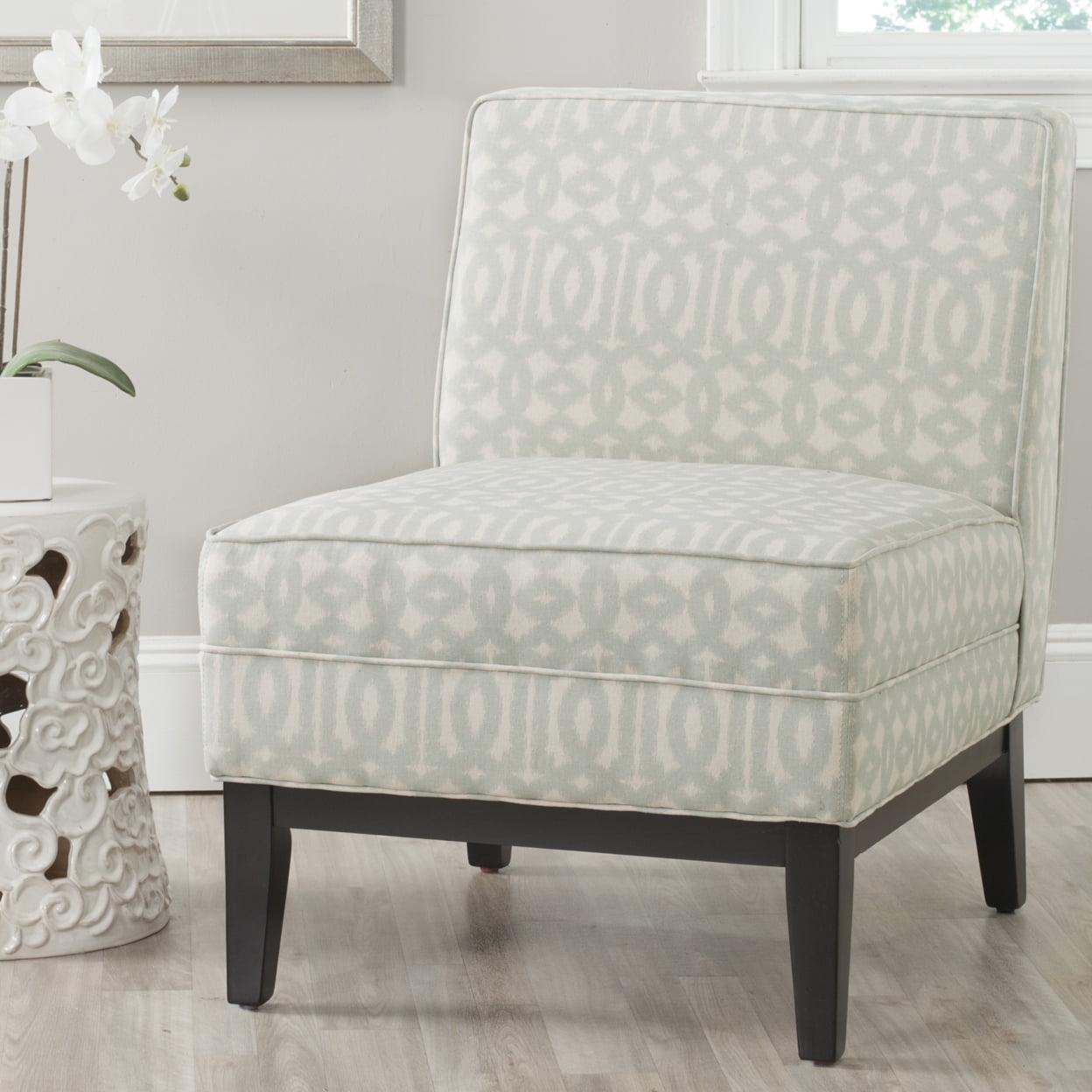 Gray Geometric Patterned Birch Wood Slipper Chair