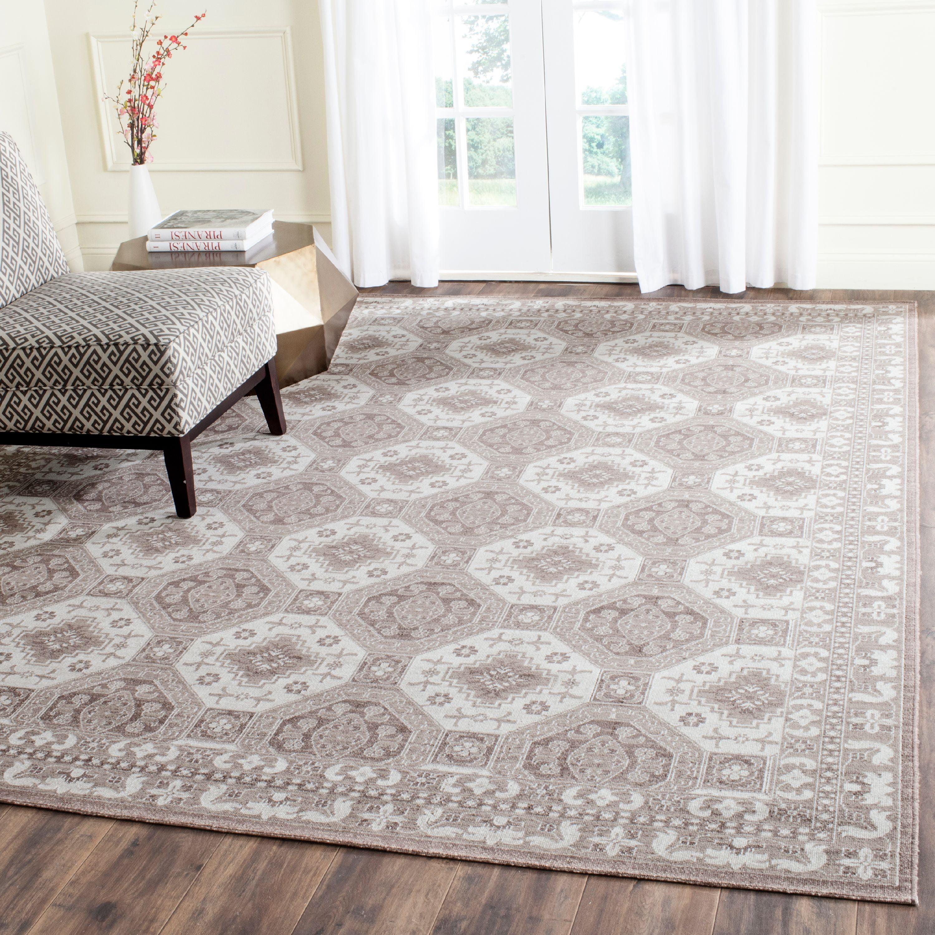 Elegant Rectangular 10' x 14' Brown Ivory Artisan Area Rug