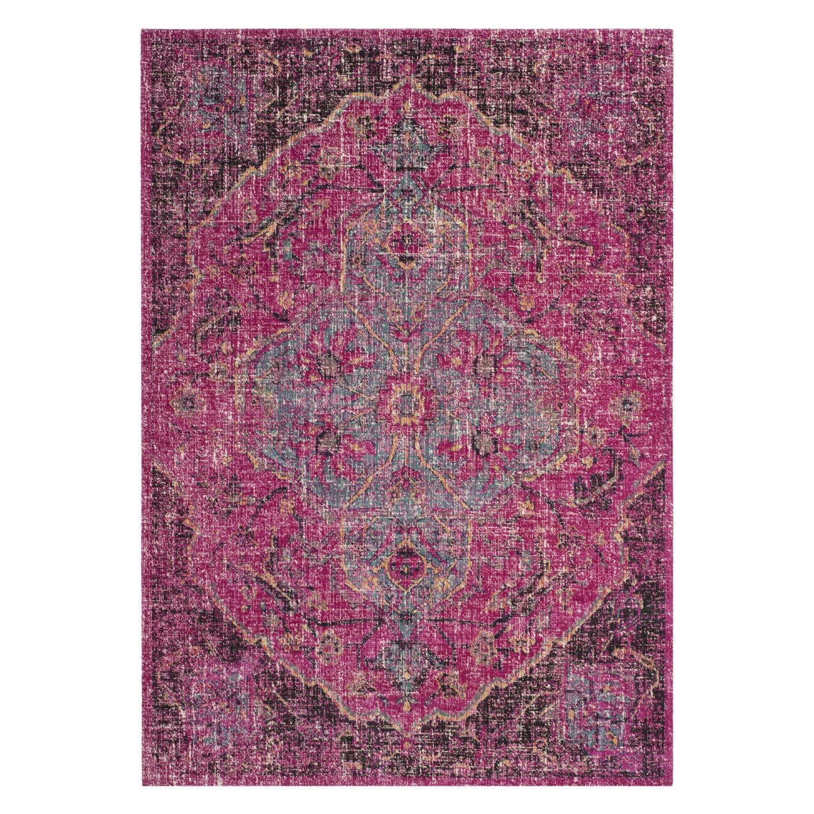 Fuchsia and Anthracite 8' x 10' Reversible Cotton Area Rug