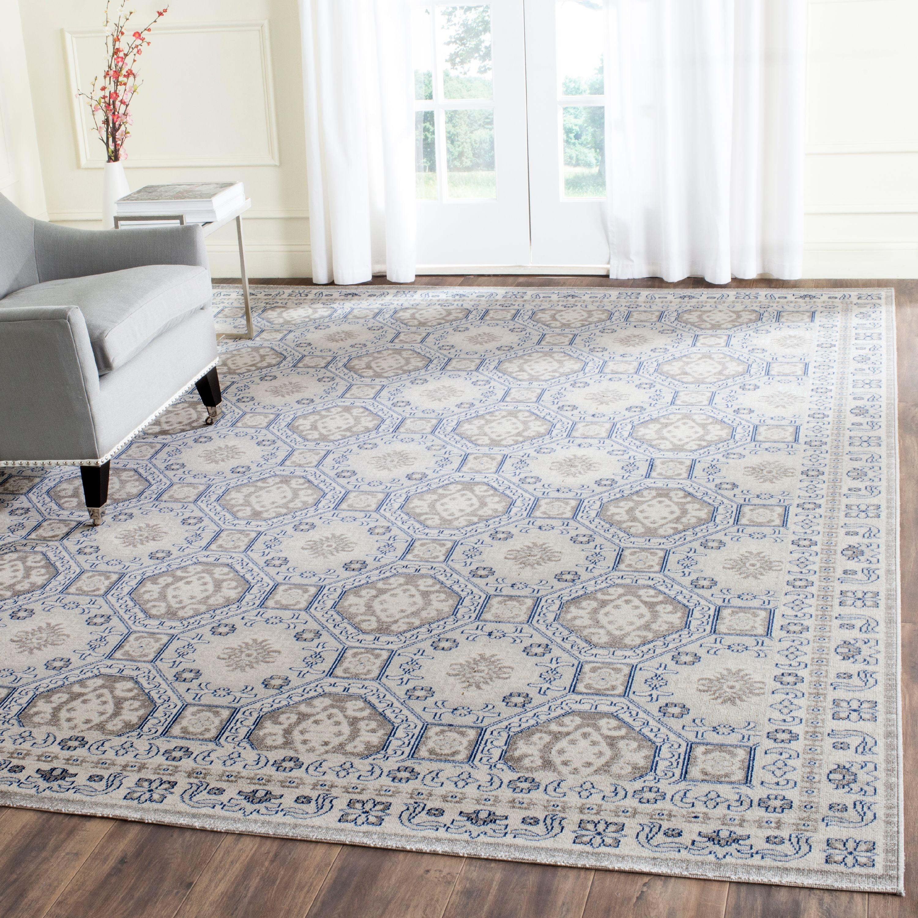 SAFAVIEH Artisan Thurstan Geometric Area Rug, Silver/Blue, 9' x 12'