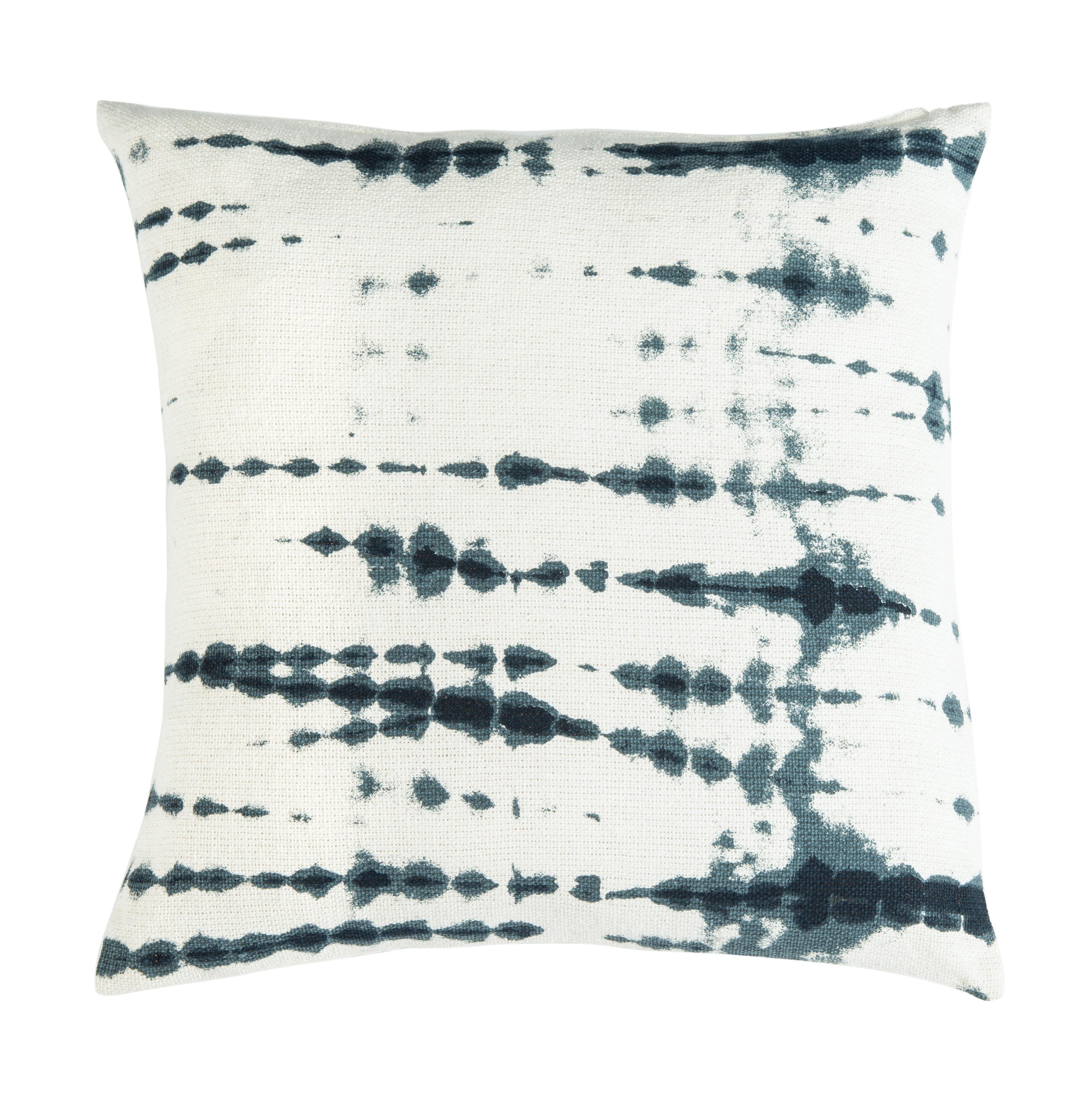 Beige and Blue Abstract Cotton Throw Pillow