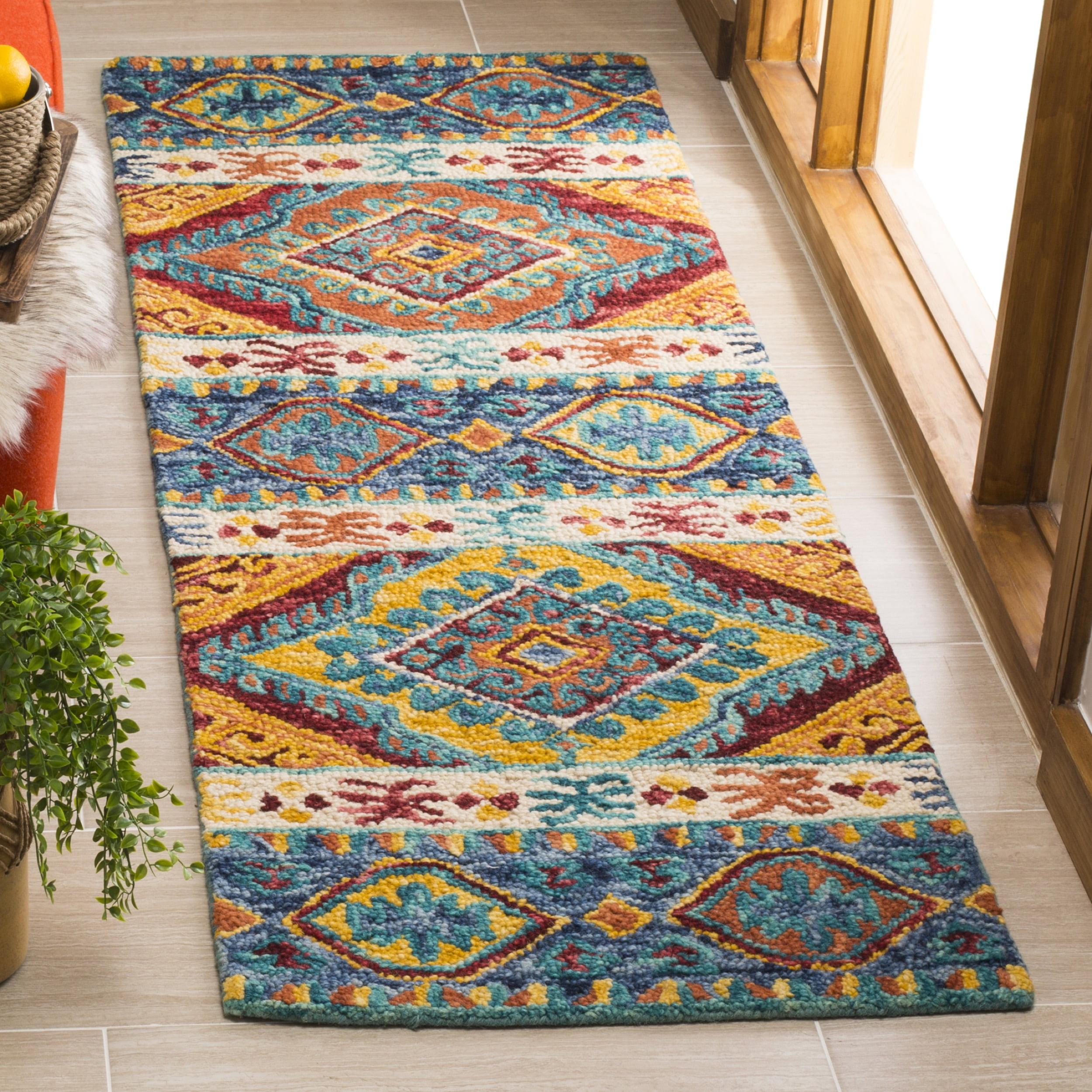Aspen APN502 Hand Tufted Indoor Runner Rug - Navy/Ivory - 2'3"x9' - Safavieh