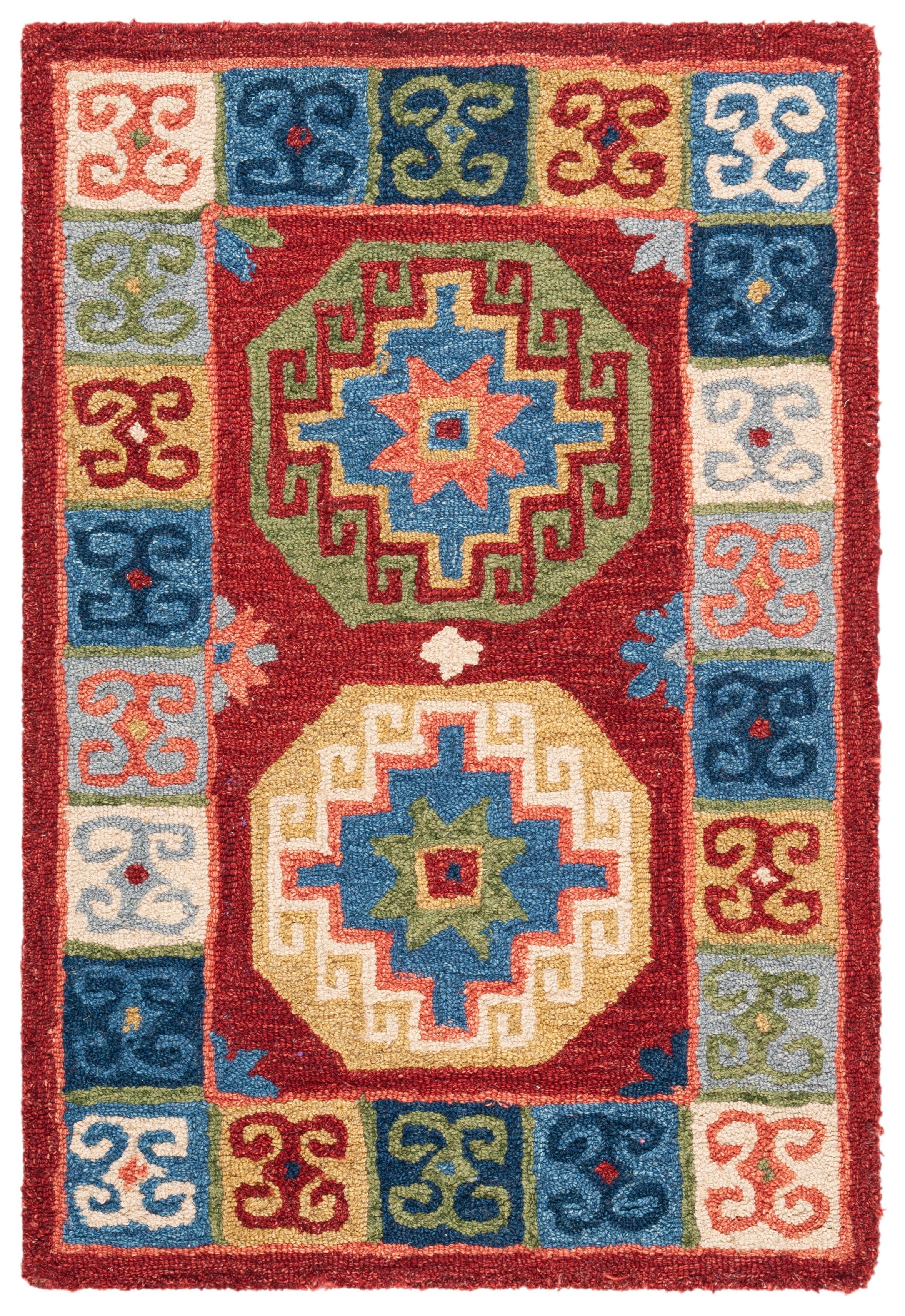 Aspen Red and Blue Hand Tufted Wool Area Rug