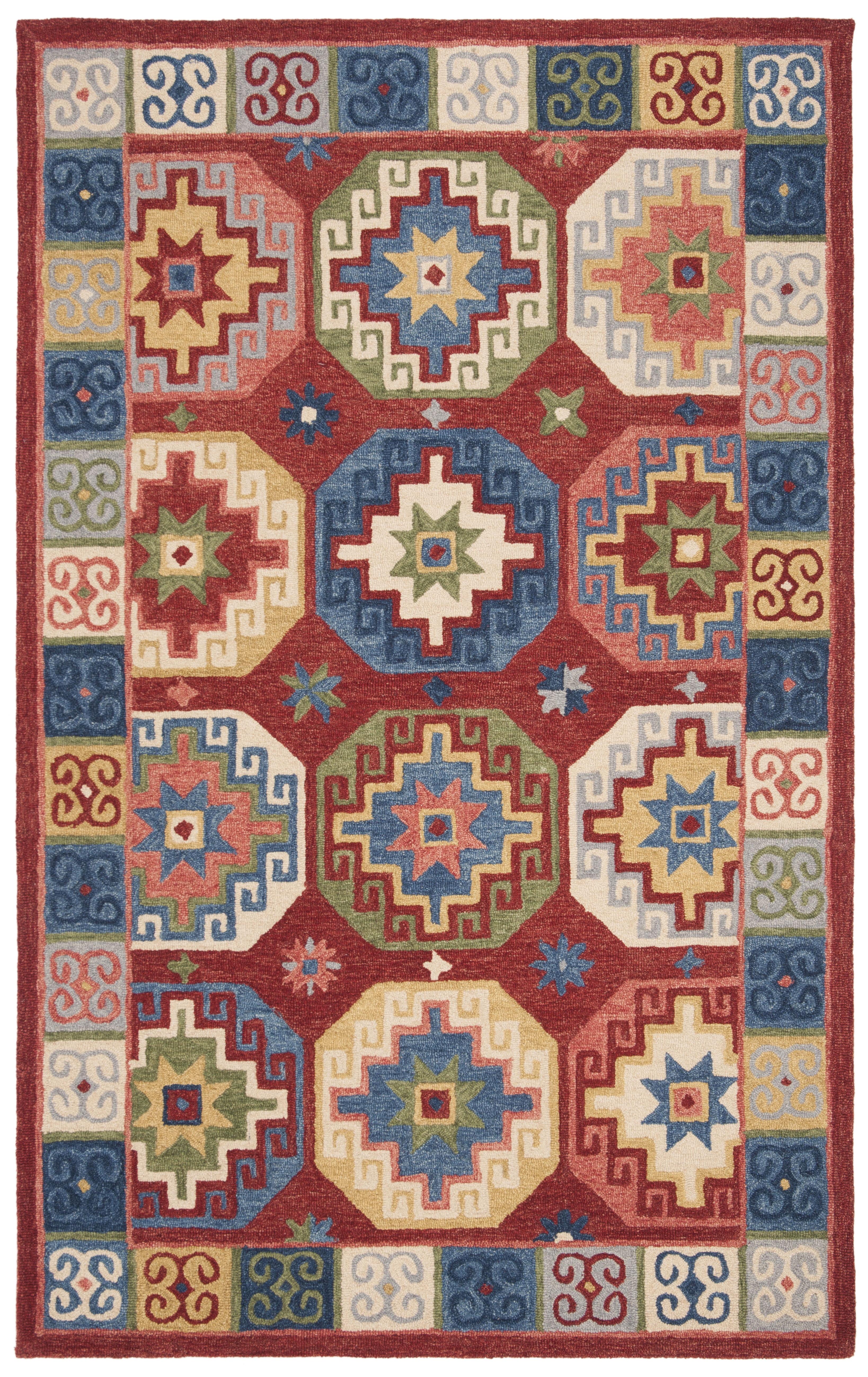 SAFAVIEH Aspen Amala Geometric Floral Area Rug, Red/Blue, 6' x 9'