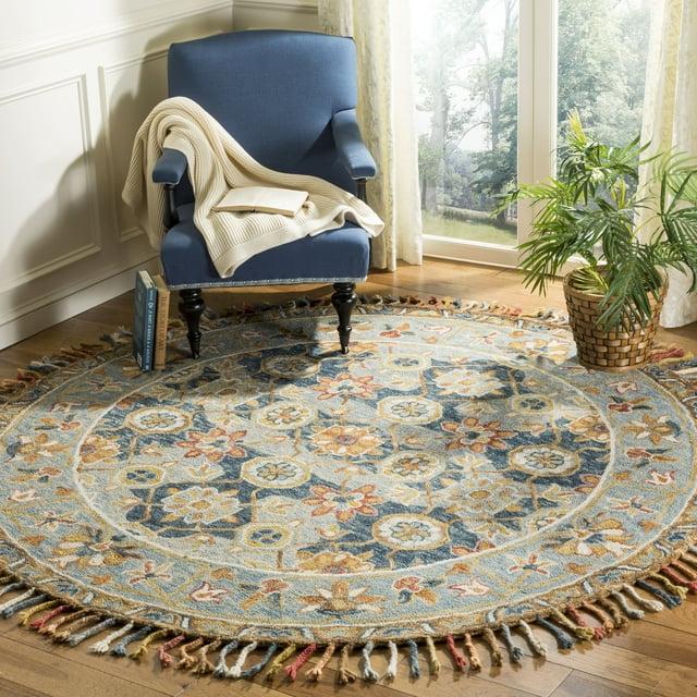 Aspen APN110 Hand Tufted Area Rug - Grey/Navy - 5' round - Safavieh.