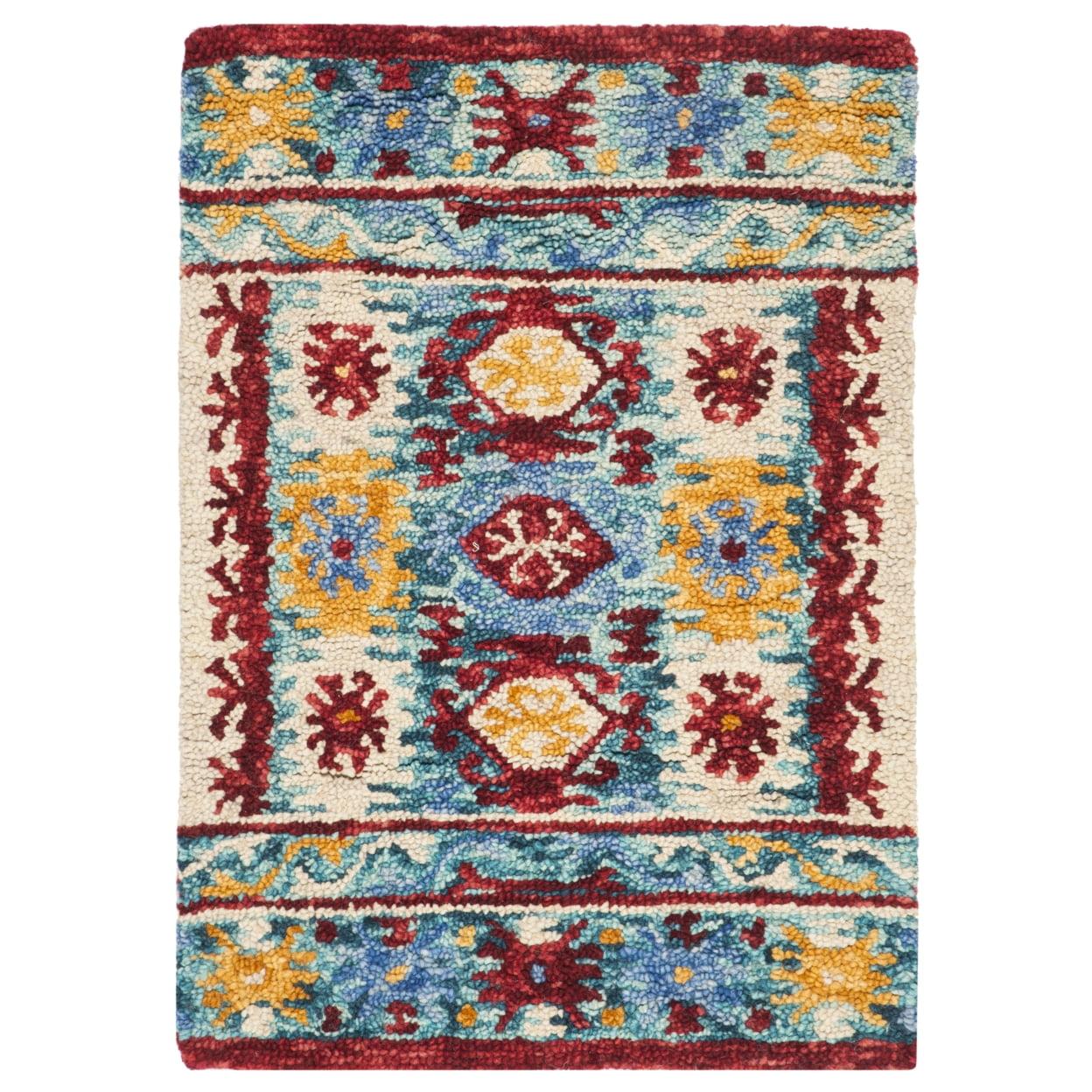 Aspen Blue Geometric Hand-Tufted Wool Accent Rug 24" Square