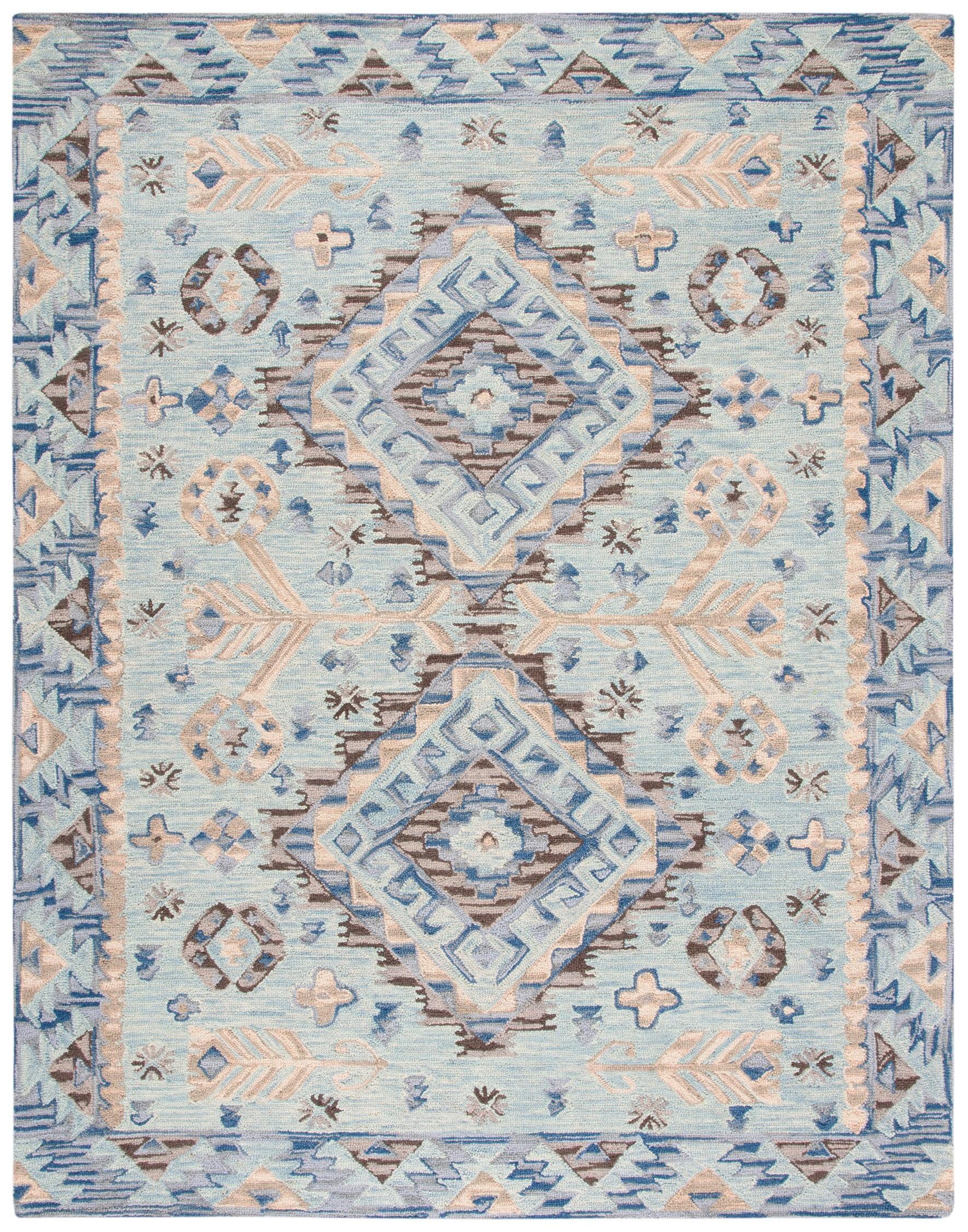 SAFAVIEH Aspen Briella Floral Wool Area Rug, Blue/Beige, 10' x 14'