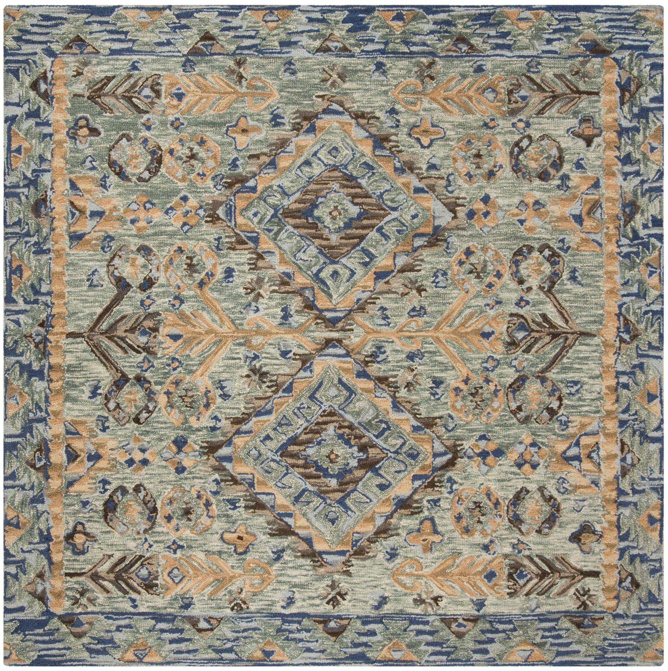 Aspen APN504 Hand Tufted Area Rug - Blue/Beige - 3'x3' - Safavieh.