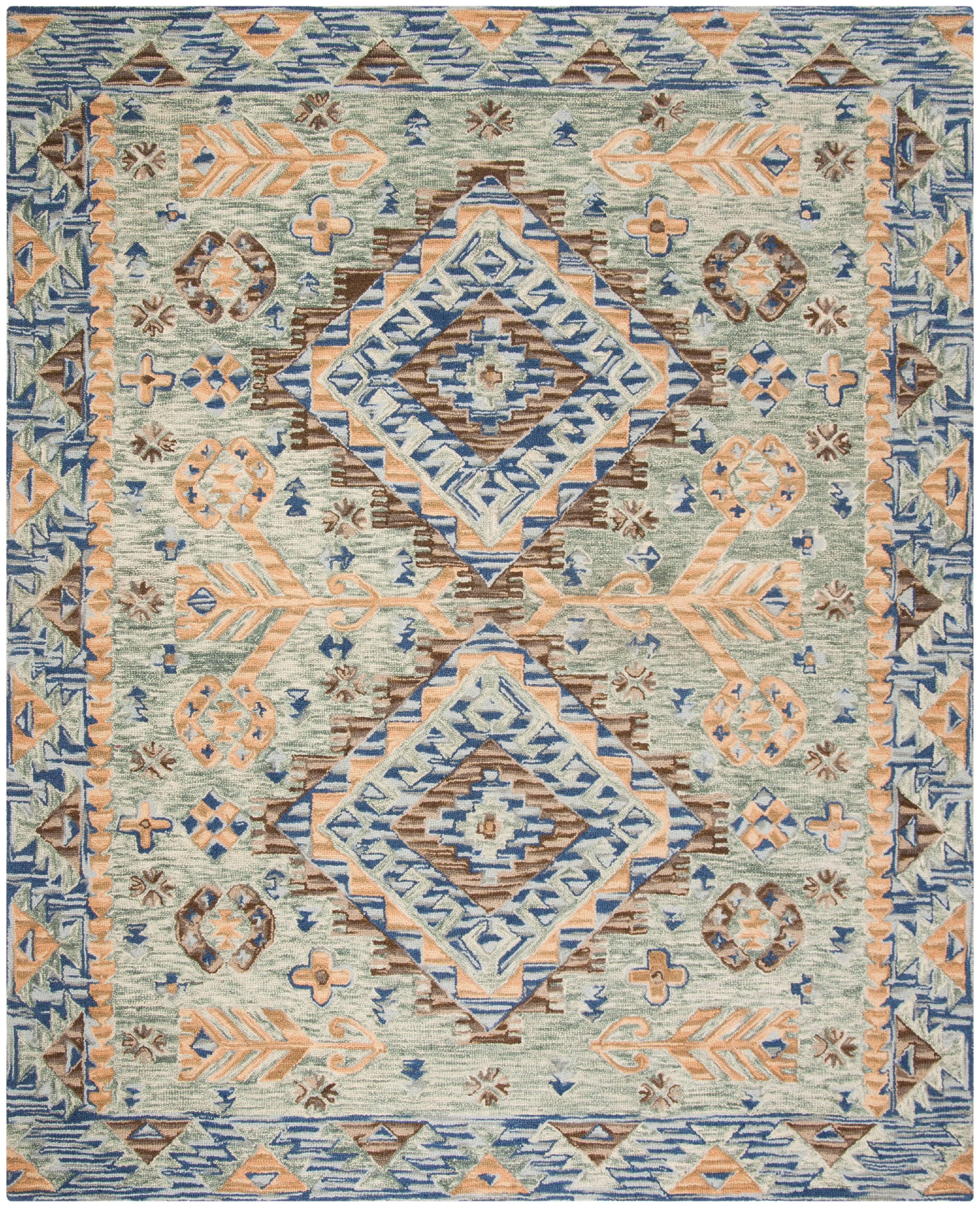 Aspen Blue and Beige Hand-Tufted Wool Area Rug