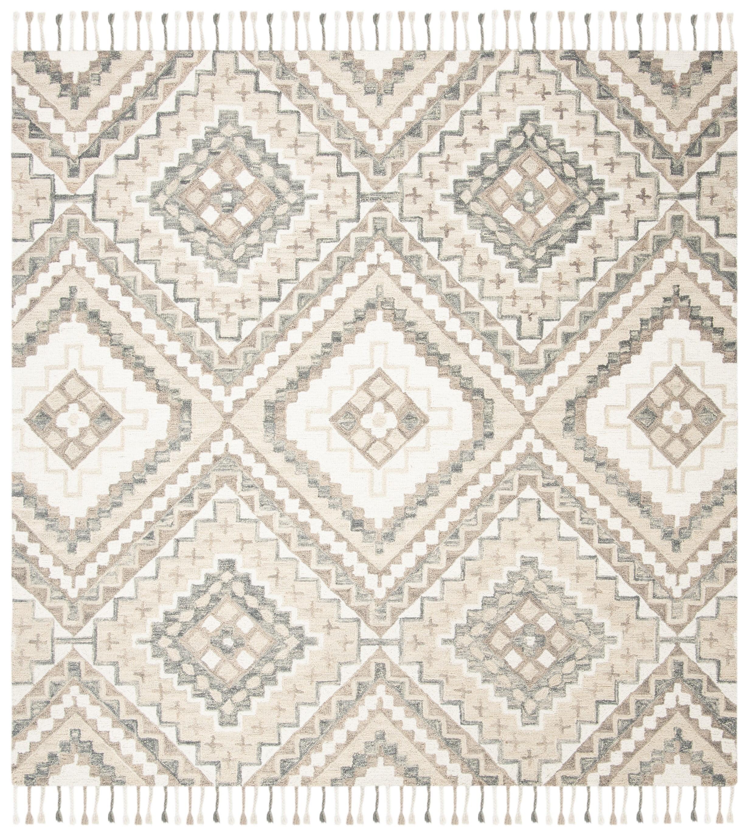 Aspen APN250 Hand Tufted Area Rug - Taupe/Ivory - 5' X 5' Square - Safavieh.