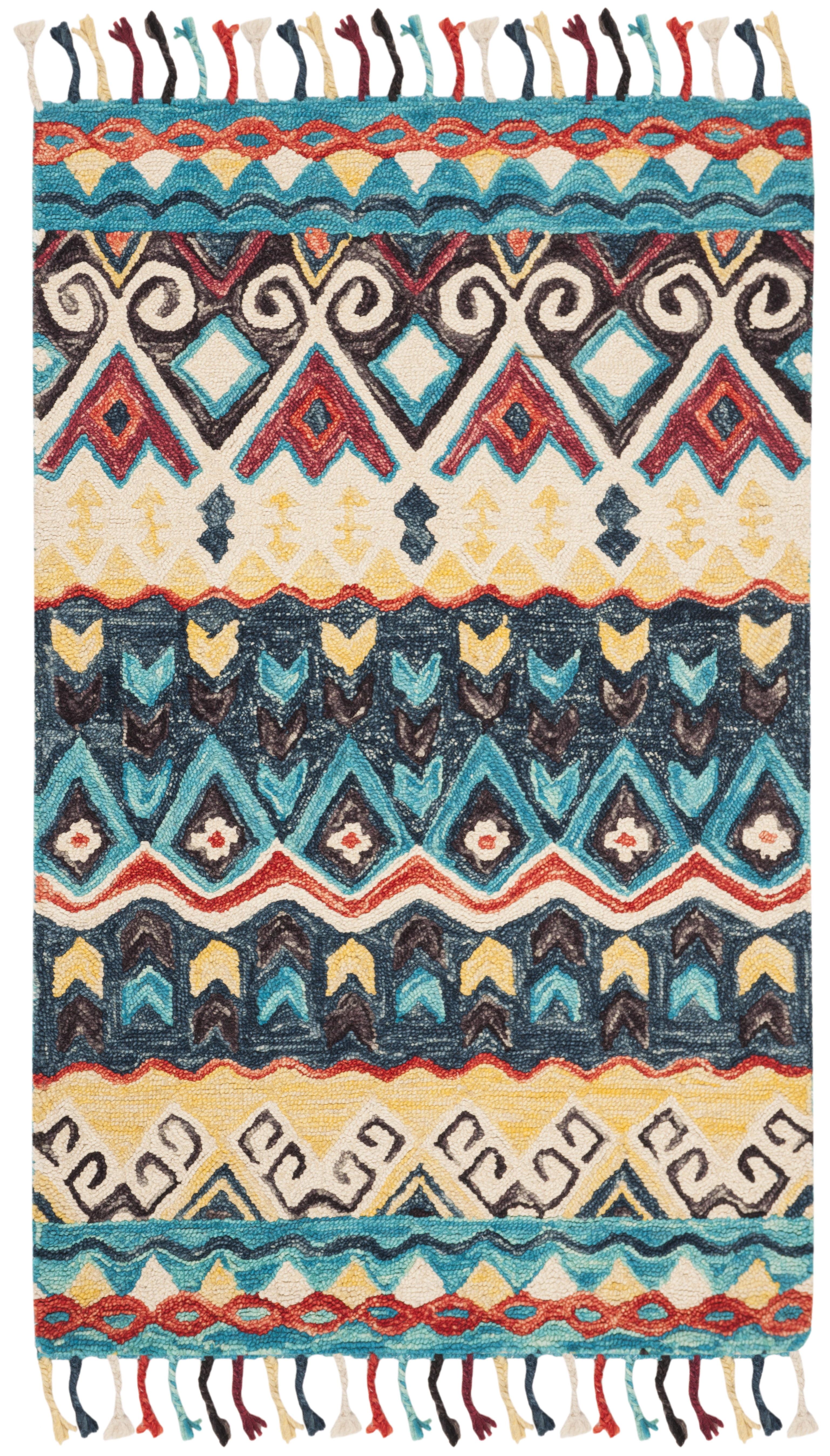 Aspen APN137 Hand Tufted Area Rug - Blue/Red - 2'3"x5' - Safavieh..