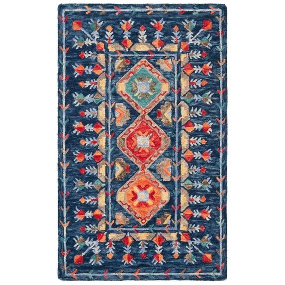 Aspen APN515 Hand Tufted Accent Rug - Navy/Orange - 2'x3' - Safavieh.