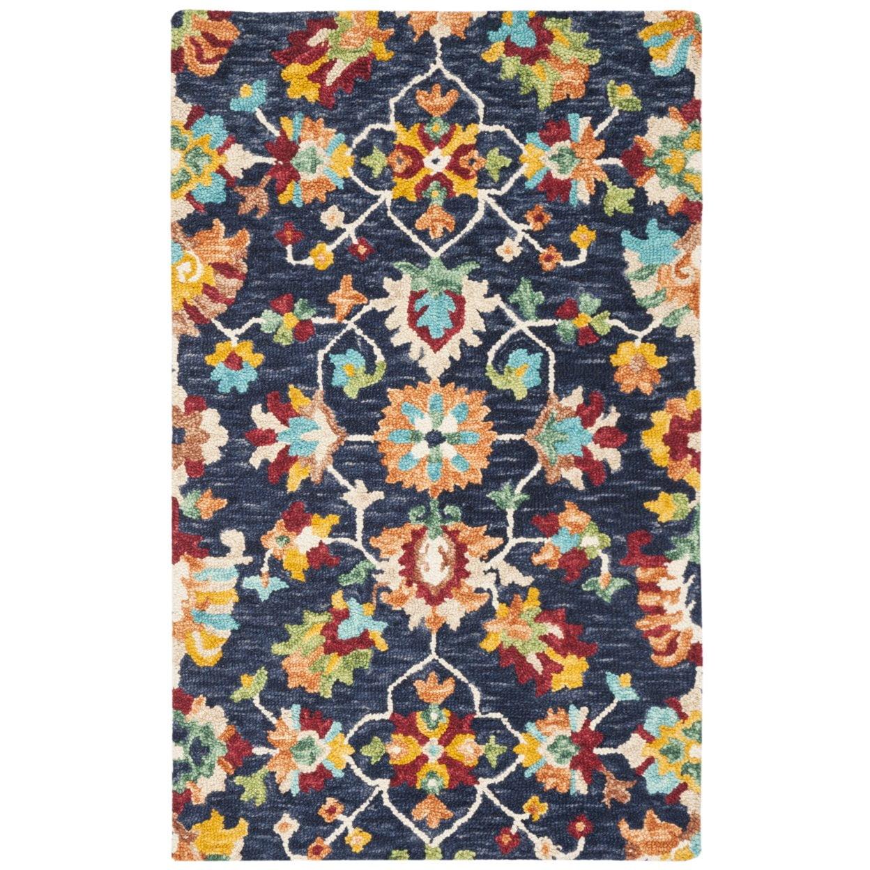 Handmade Tufted Wool Floral Rug in Red - 24" x 36"