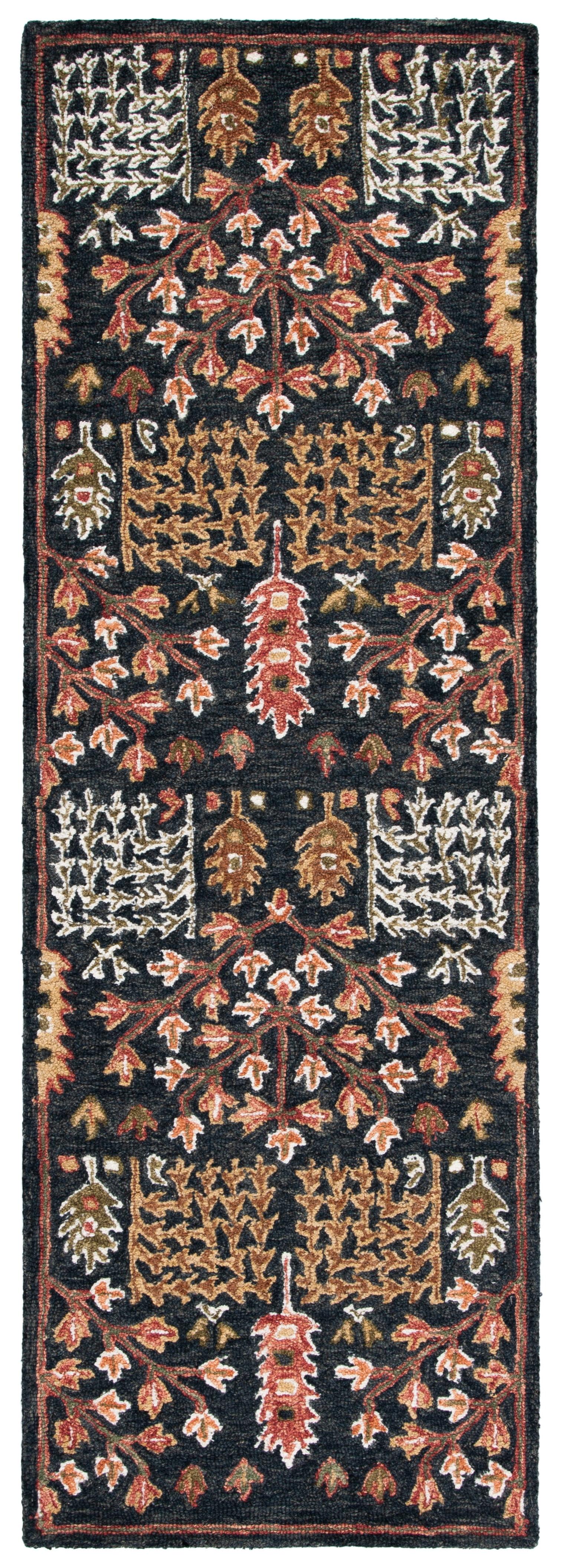 Aspen APN522 Hand Tufted Indoor Runner Rug - Black/Red - 2'3"x7' - Safavieh