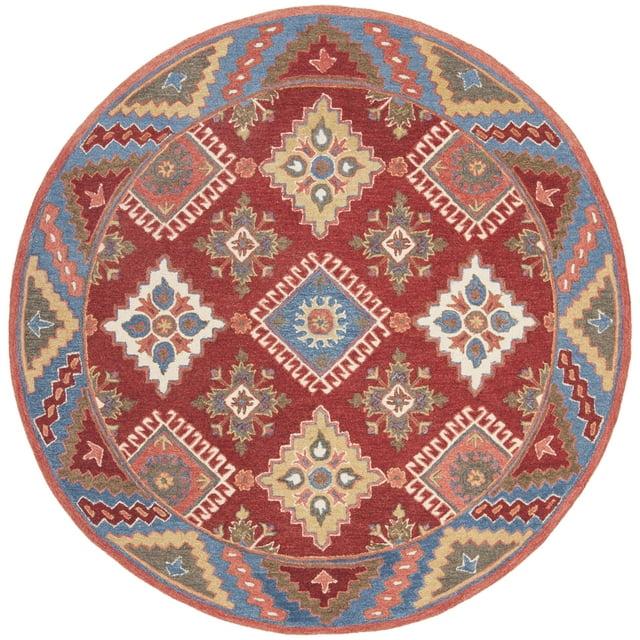 Aspen APN803 Hand Tufted Area Rug - Red/Blue - 7' X 7' Round - Safavieh.