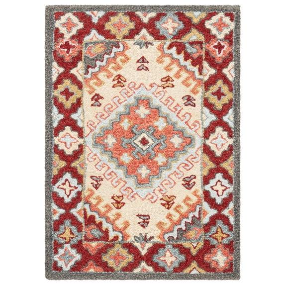 Aspen APN801 Hand Tufted Indoor Accent Rug - Red/Ivory - 2'3"x4' - Safavieh