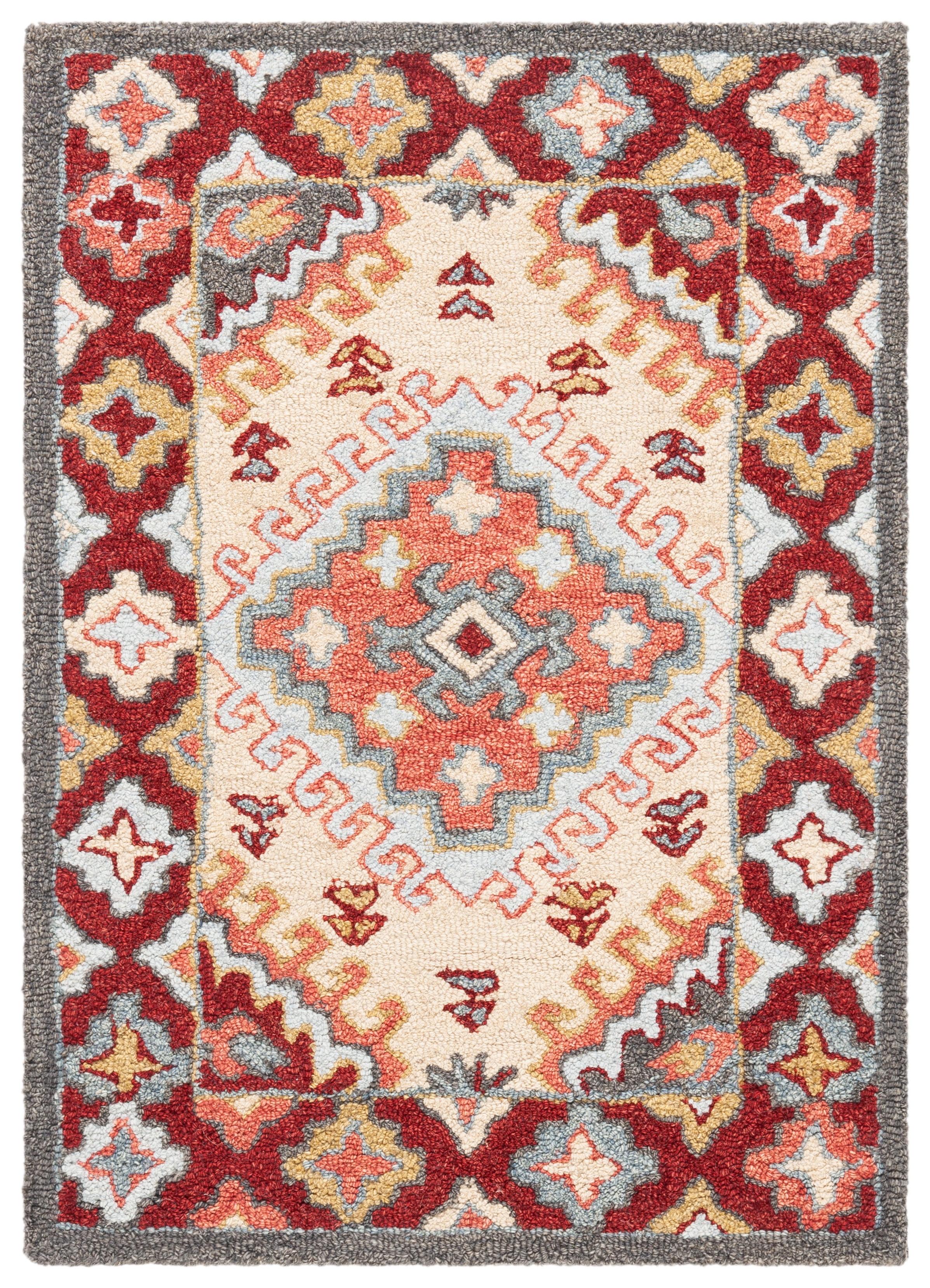 Aspen APN801 Hand Tufted Indoor Accent Rug - Red/Ivory - 2'3"x4' - Safavieh