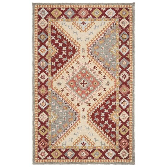 Aspen APN801 Hand Tufted Indoor Area Rug - Red/Ivory - 4'x6' - Safavieh
