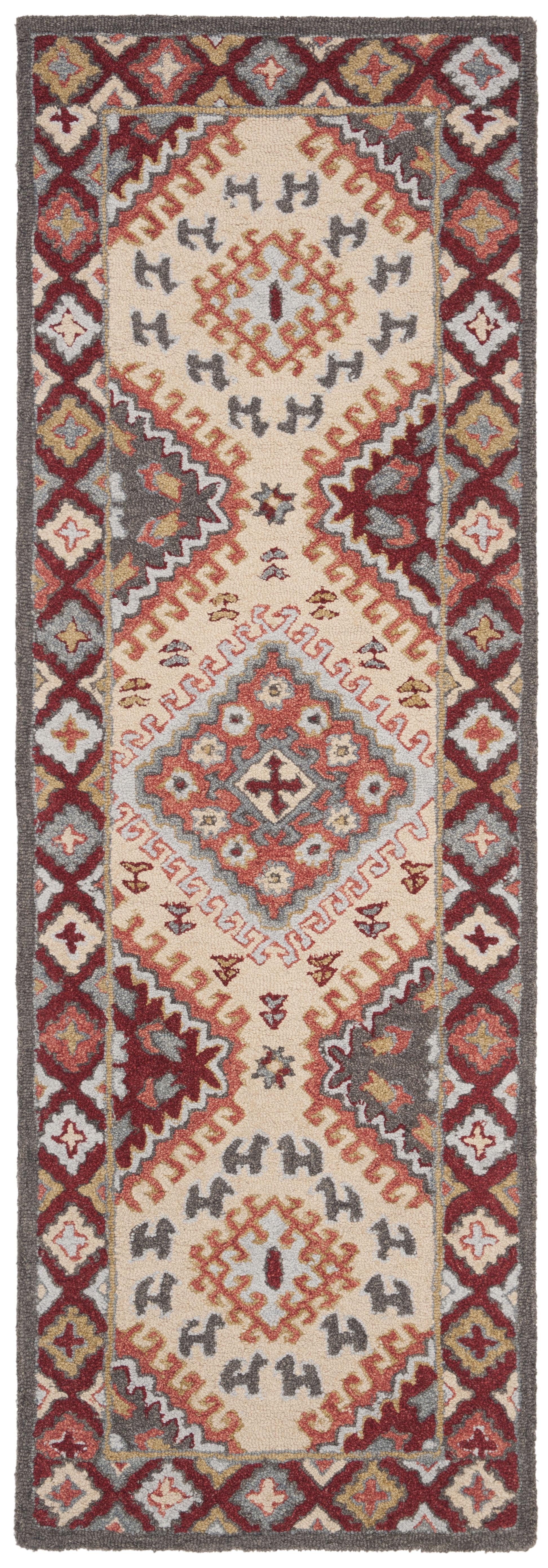 Aspen APN801 Hand Tufted Indoor Runner Rug - Red/Ivory - 2'3"x11' - Safavieh