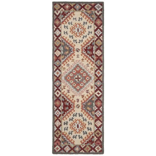 Aspen APN801 Hand Tufted Indoor Runner Rug - Red/Ivory - 2'3"x11' - Safavieh