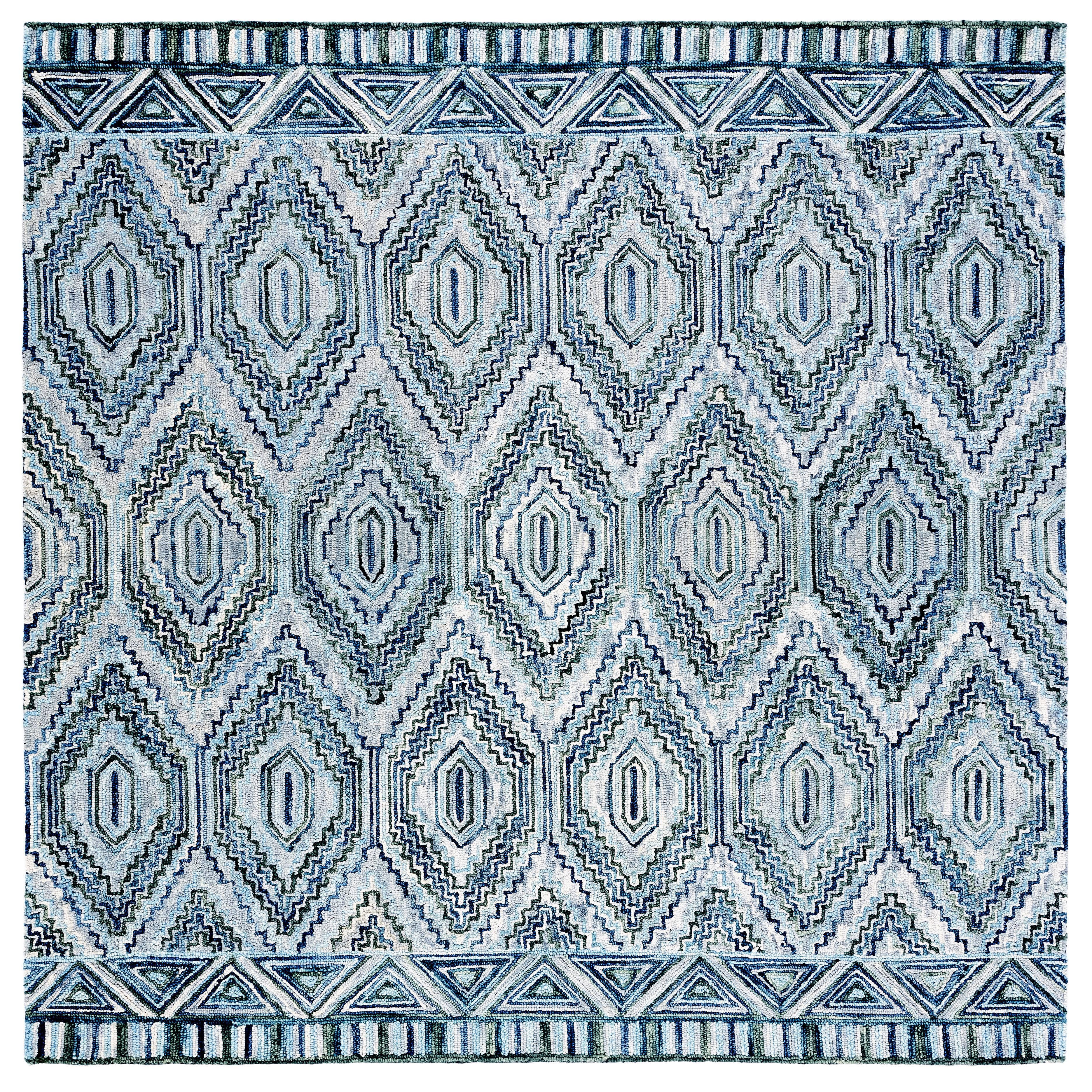 Aspen APN823 Hand Tufted Area Rug - Grey/Blue - 7'x7' - Safavieh.