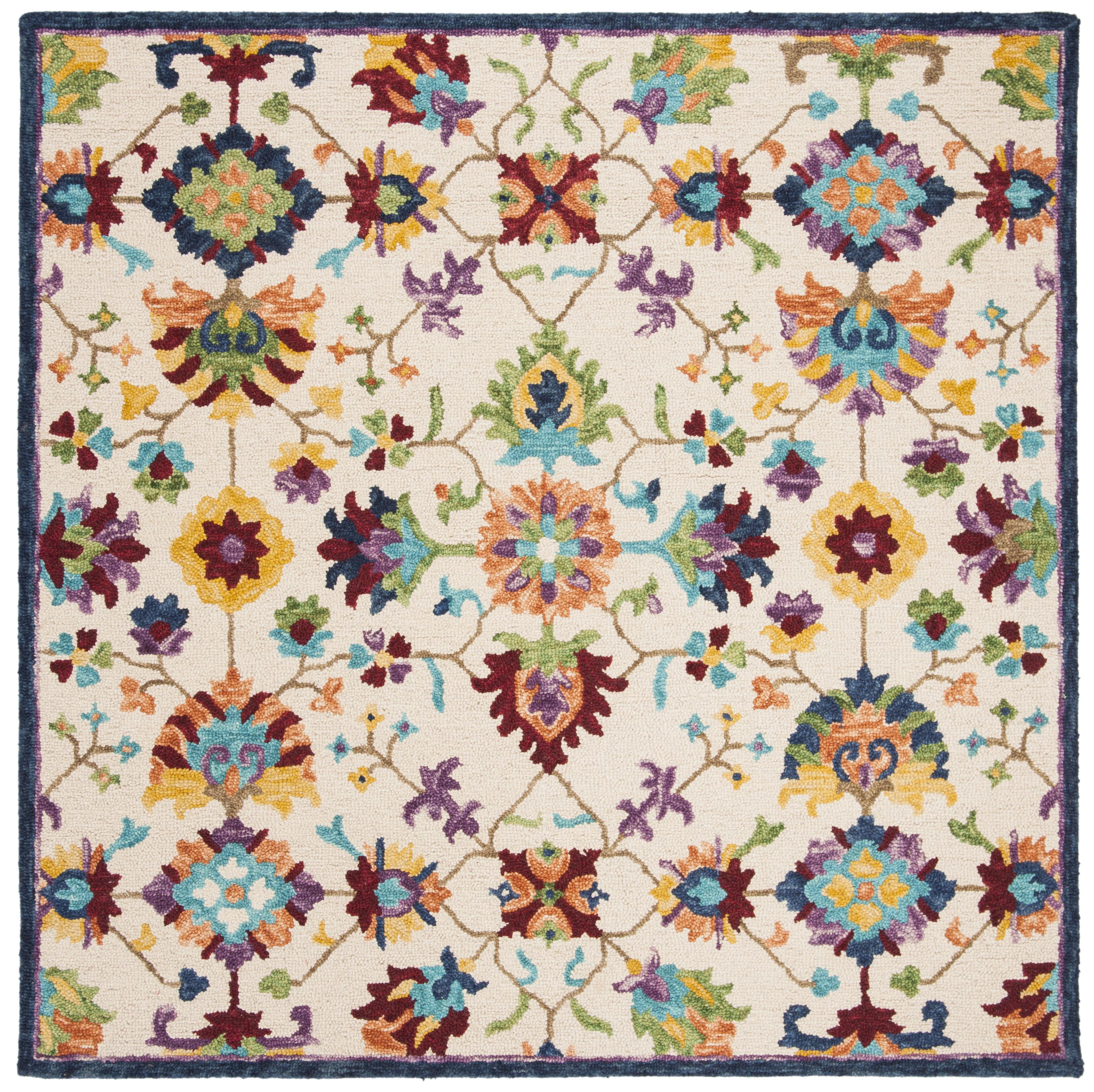 Aspen APN509 Hand Tufted Indoor Area Rug - Ivory/Blue - 5'x5' - Safavieh