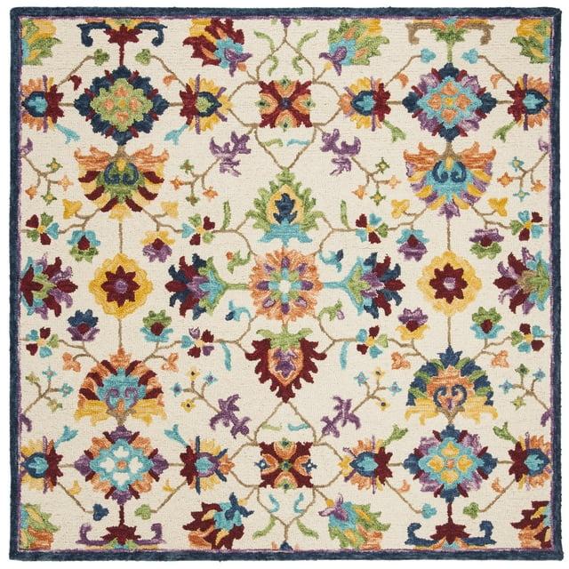 Aspen APN509 Hand Tufted Indoor Area Rug - Ivory/Blue - 5'x5' - Safavieh