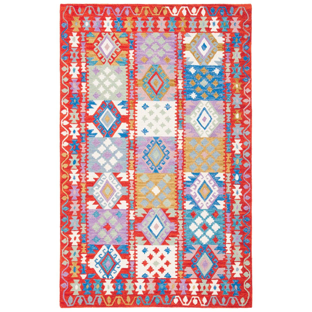 Aspen APN409 Hand Tufted Area Rug - Red/Ivory - 8'x10' - Safavieh.