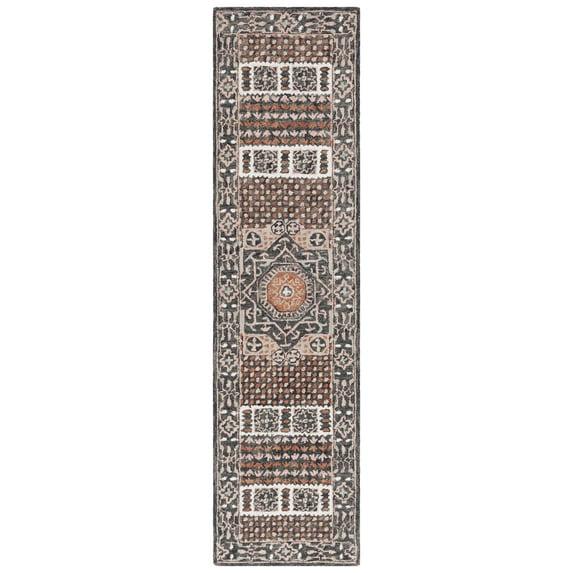Aspen APN130 Hand Tufted Runner Rug  - Black/Rust - 2'3"x9' - Safavieh.