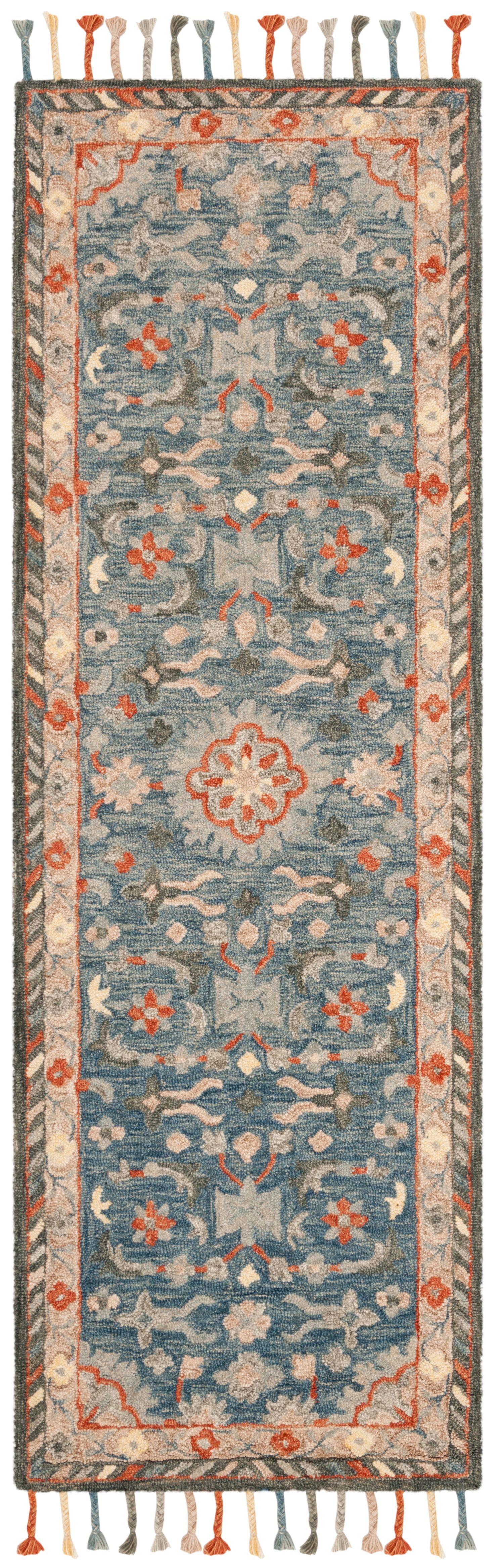 Aspen APN123 Hand Tufted Runner Rug - Blue/Rust - 2'3"x7' - Safavieh.