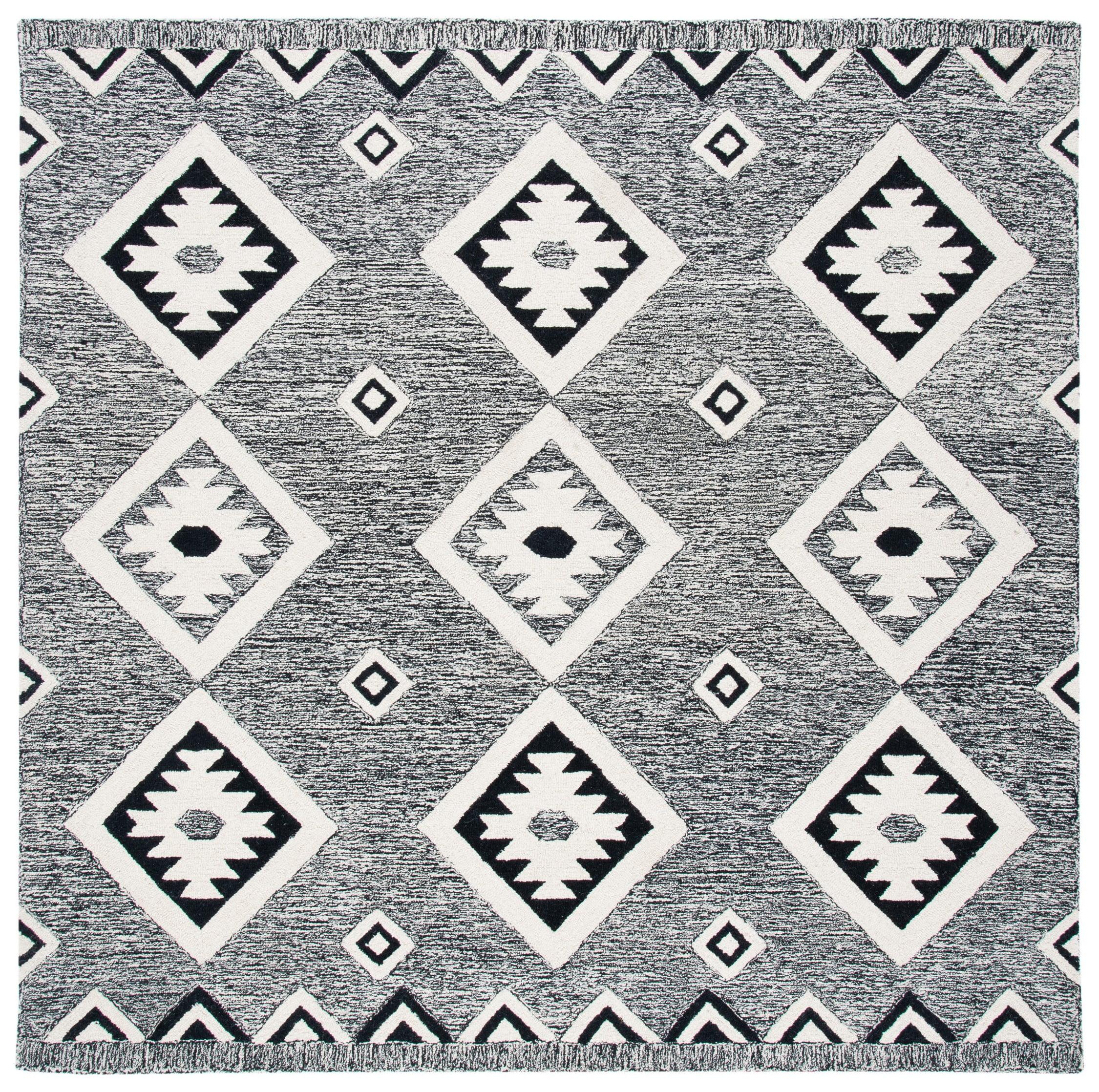 SAFAVIEH Aspen Jayna Geometric Area Rug, Black/Ivory, 5' x 5' Square