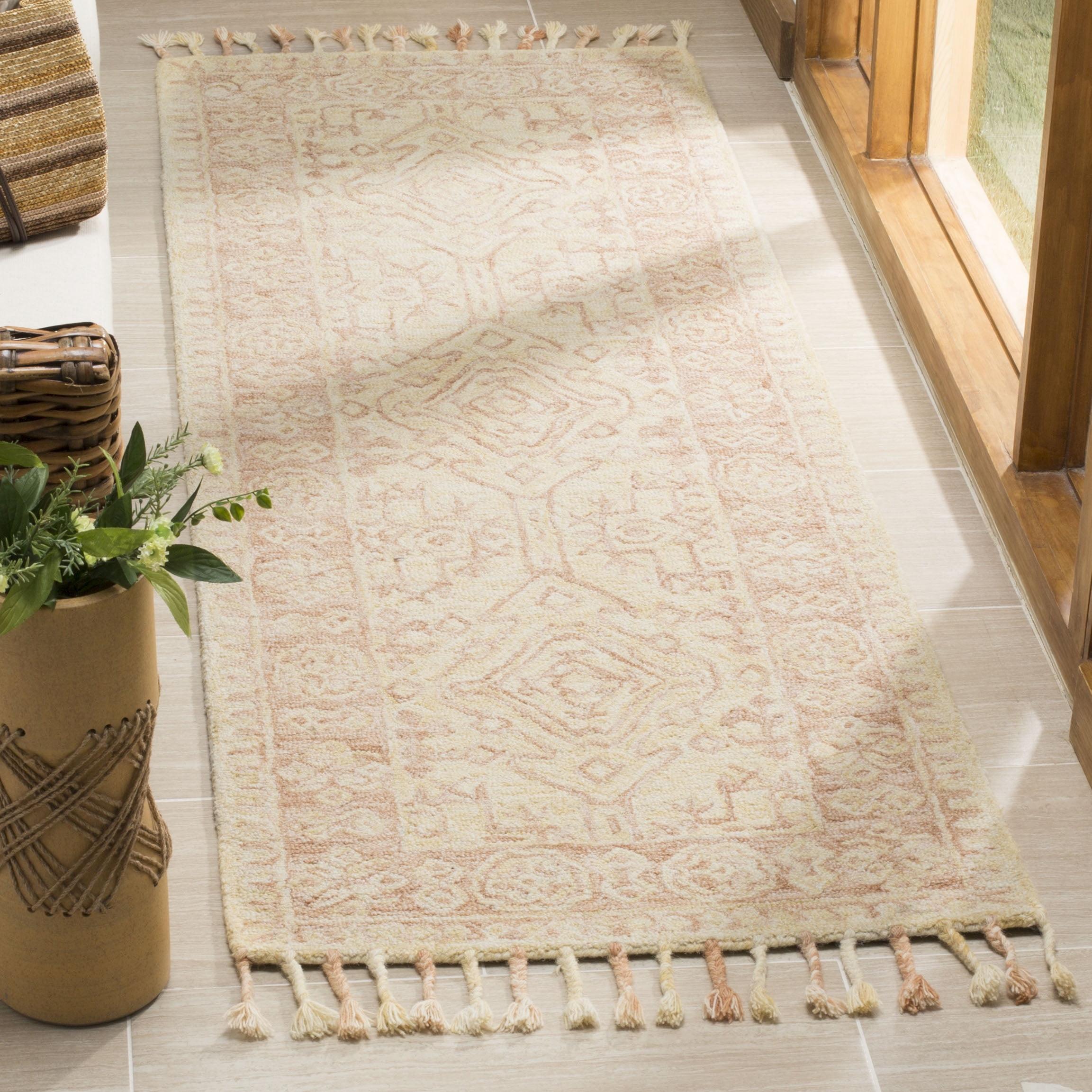 Ivory Geometric Hand-Tufted Wool Runner Rug - 2'3" X 7'