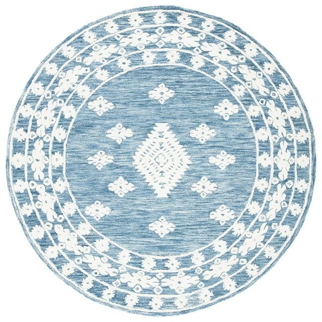SAFAVIEH Aspen Kerry Geometric Area Rug, Blue/Ivory, 7' x 7' Round