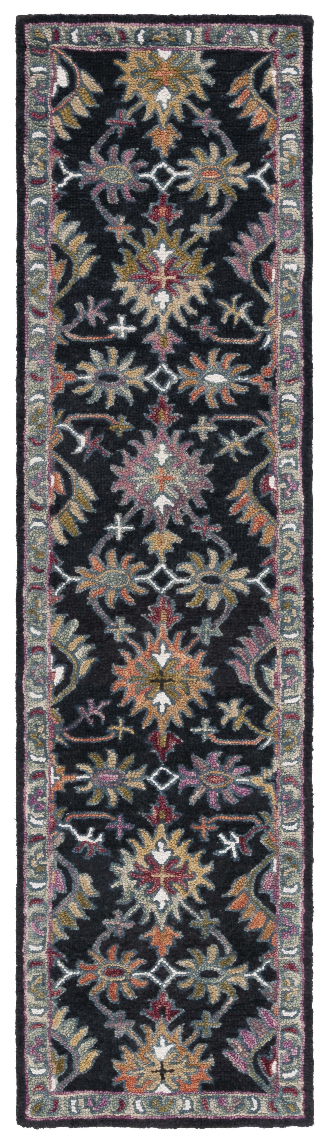 Aspen APN135 Hand Tufted Runner Rug  - Black/Pink - 2'3"x9' - Safavieh.