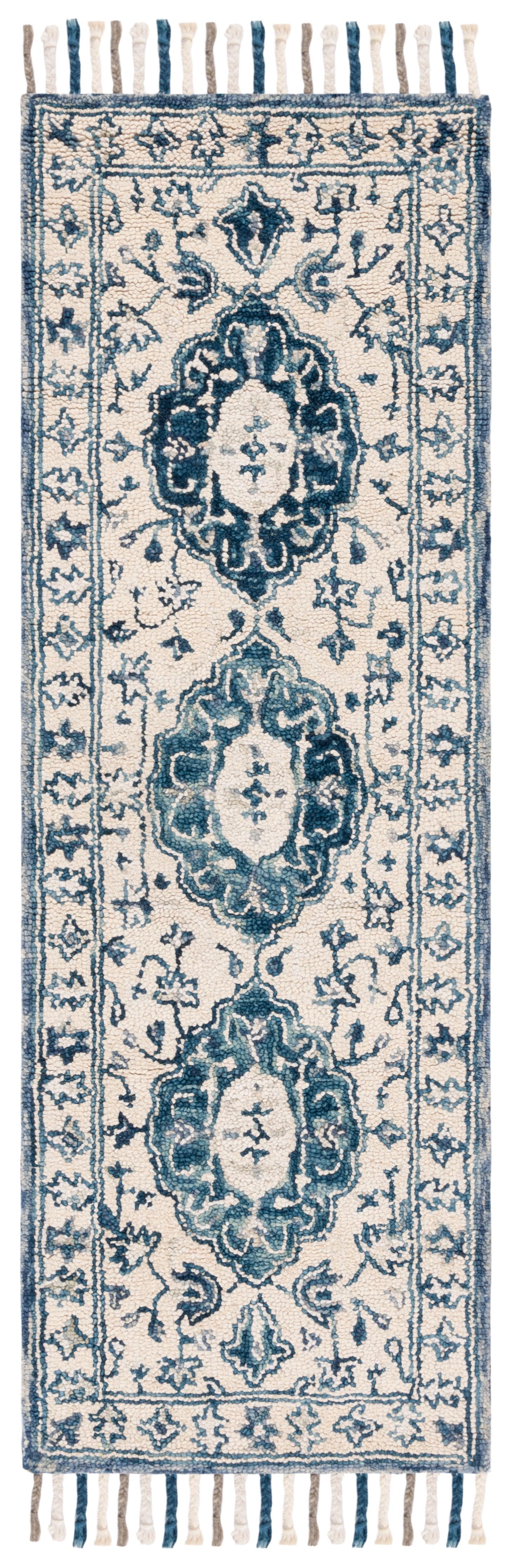 Aspen APN125 Hand Tufted Indoor Runner Rug - Ivory/Blue - 2'3"x11' - Safavieh