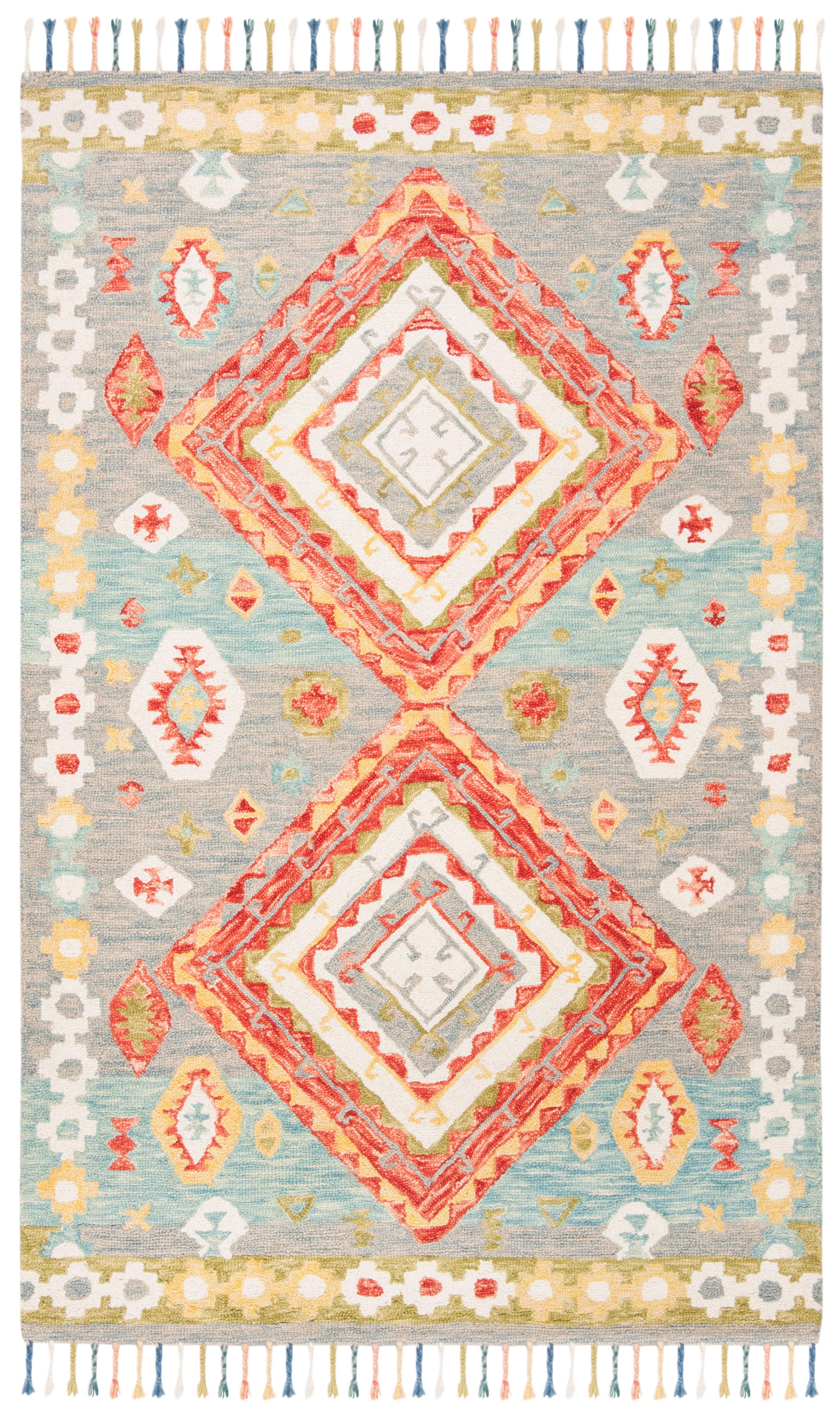 Aspen APN119 Hand Tufted Area Rug - Grey/Red - 3' X 5' - Safavieh.