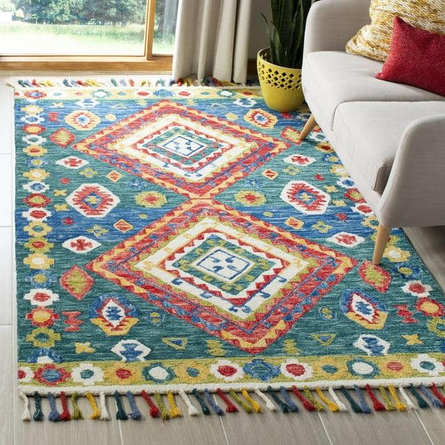 Aspen APN119 Hand Tufted Area Rug - Green/Red - 5' X 8' - Safavieh.