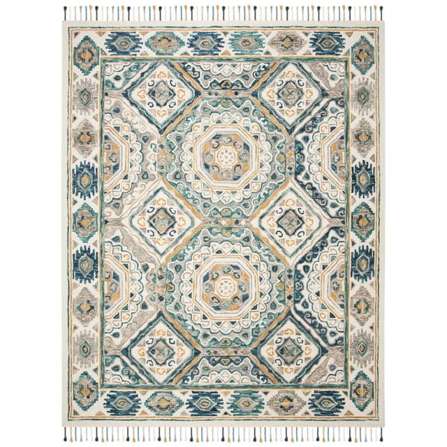 Aspen APN251 Hand Tufted Area Rug - Ivory/Charcoal - 7' X 7' Square - Safavieh.