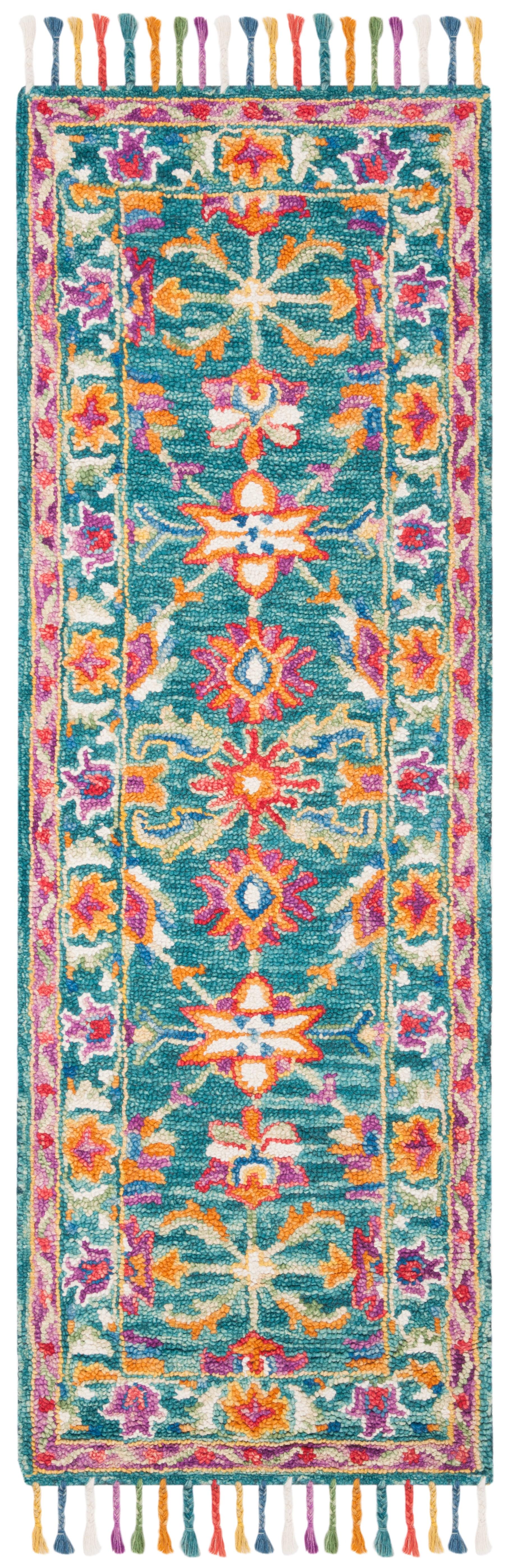 Aspen APN113 Hand Tufted Accent Rug - Turquoise/Purple - 2'3" X 5' - Safavieh.