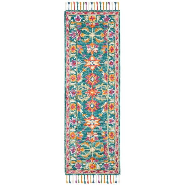 Aspen APN113 Hand Tufted Accent Rug - Turquoise/Purple - 2'3" X 5' - Safavieh.