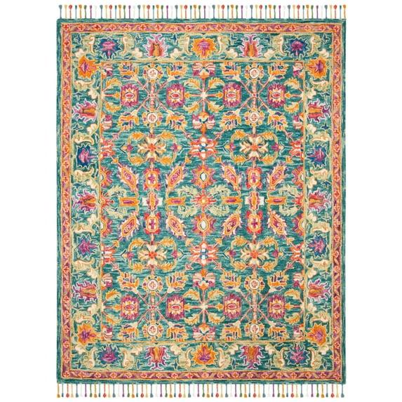 SAFAVIEH Aspen Mario Floral Wool Area Rug, Turquoise/Purple, 2' x 3'