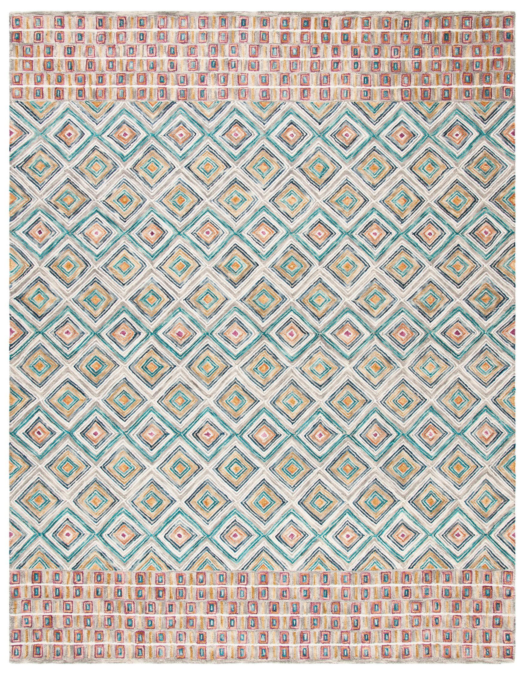 SAFAVIEH Aspen Maurice Geometric Wool Area Rug, Green/Red, 10' x 14'