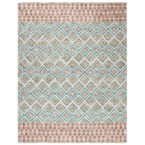 SAFAVIEH Aspen Maurice Geometric Wool Area Rug, Green/Red, 10' x 14'